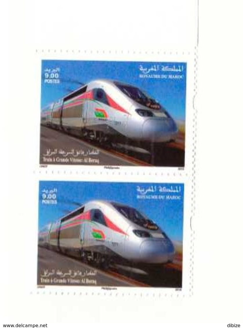 Maroc. Bloc  De 2 Timbres 2019. TGV Marocain. Al Bouraq. Train à Grande Vitesse. - Trains