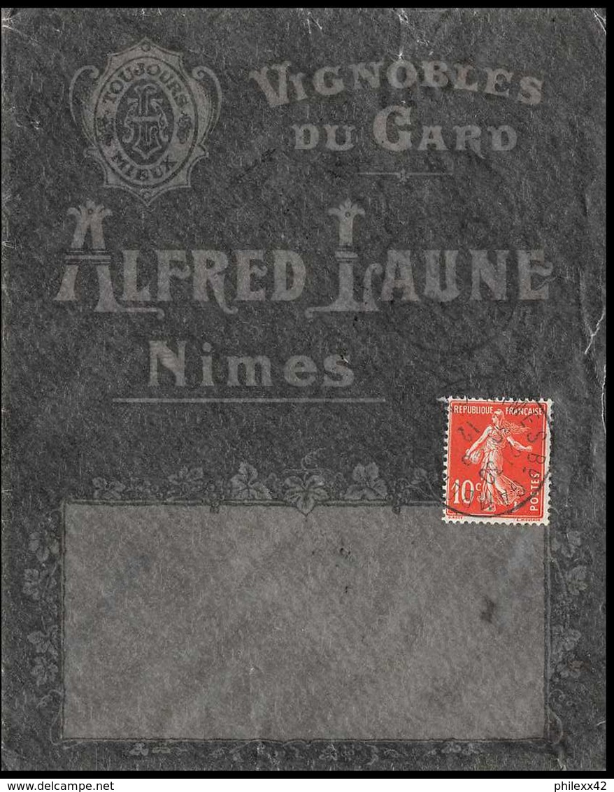 7471 Enveloppe Illustree Vins Vignoble Gard Laune Nimes Semeuse France Lettre (cover) TB Etat - 1900 – 1949