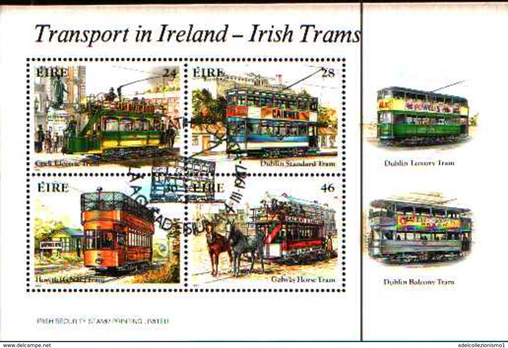 91810) Irlanda 1987 TRAM/trasporto Pubblico/Cavalli/Ferrovia/BUS/AUTOMOBILISMO 4v IN BF -USATO - Blocchi & Foglietti