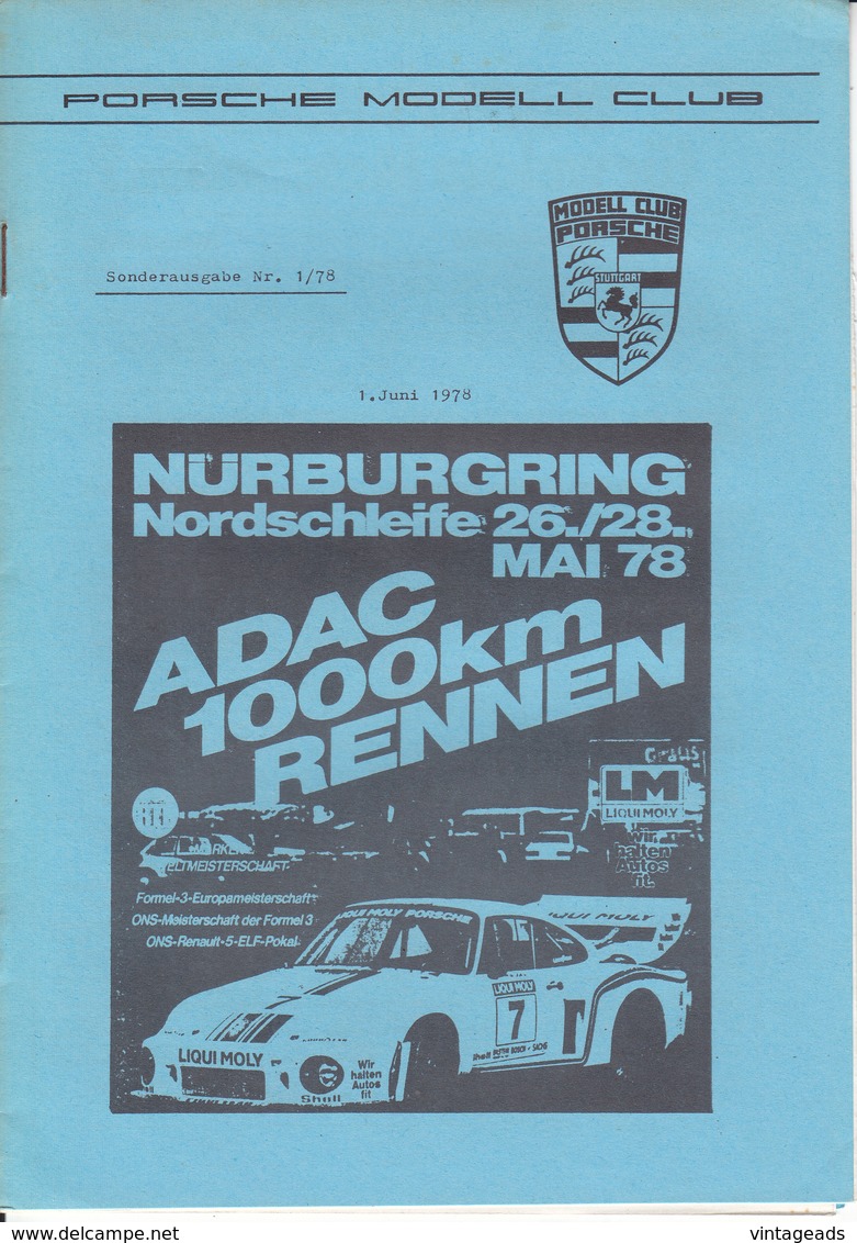 AD300 Porsche Modell Club, Clubzeitschrift, Sonderausgabe 1. Juni 1978, Neuwertiger Zustand, Deutsch - Automóviles & Transporte