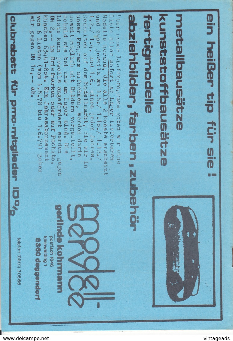 AD300 Porsche Modell Club, Clubzeitschrift, Sonderausgabe 1. Juni 1978, Neuwertiger Zustand, Deutsch - Cars & Transportation