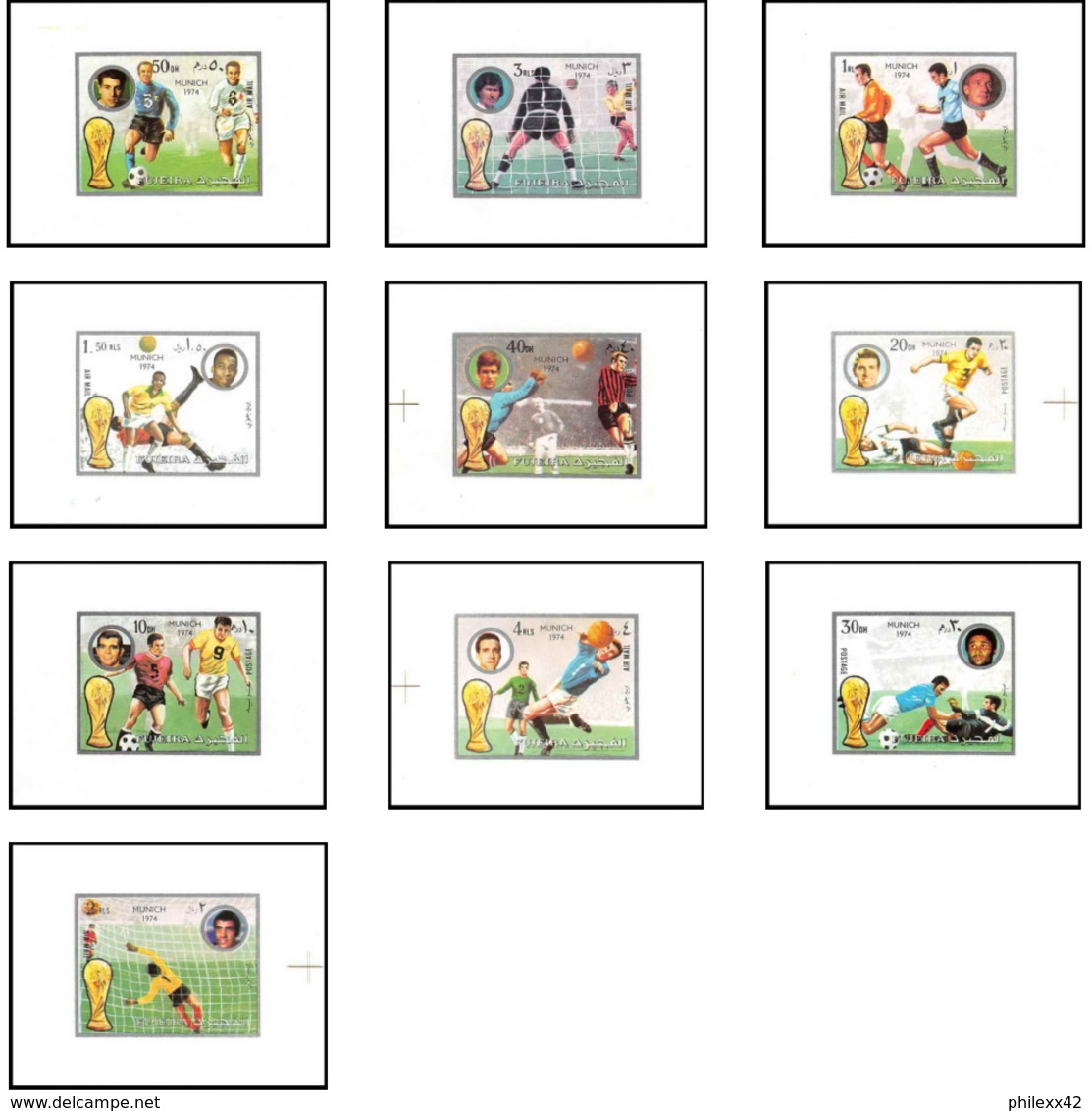 Fujeira - 1561d/ N° 1391/1400 FOOTBALL (soccer) World Championship 1974 ** MNH Deluxe Blocs - 1974 – Allemagne Fédérale