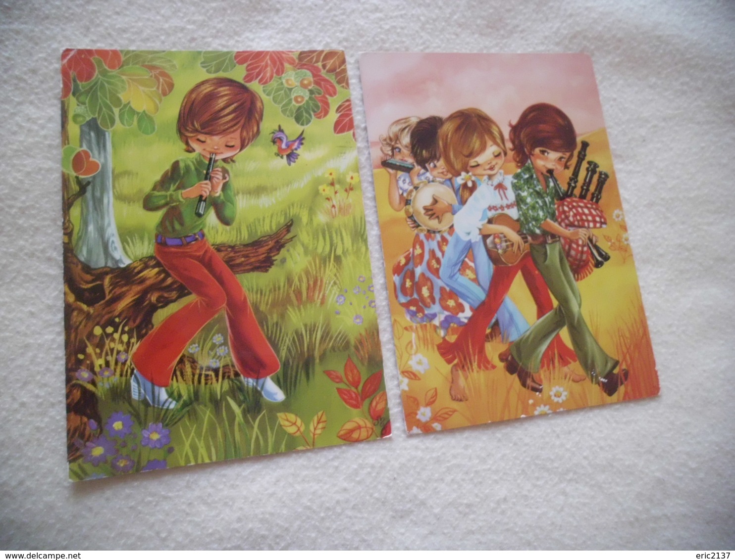 LOT DE 2 ILLUSTRATIONS..JEUNES ENFANTS MUSICIENS - Non Classés