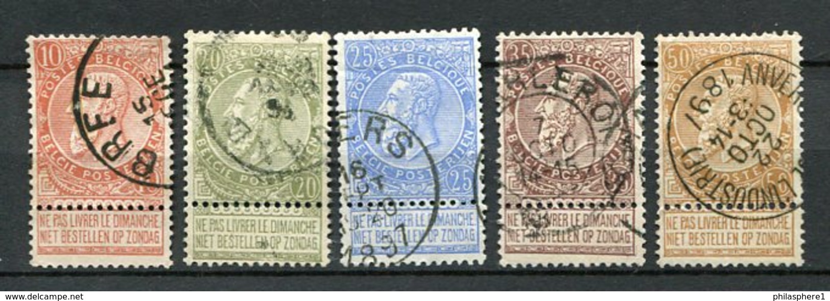 Belgien Nr.53/7       O  Used       (948) - 1893-1900 Schmaler Bart