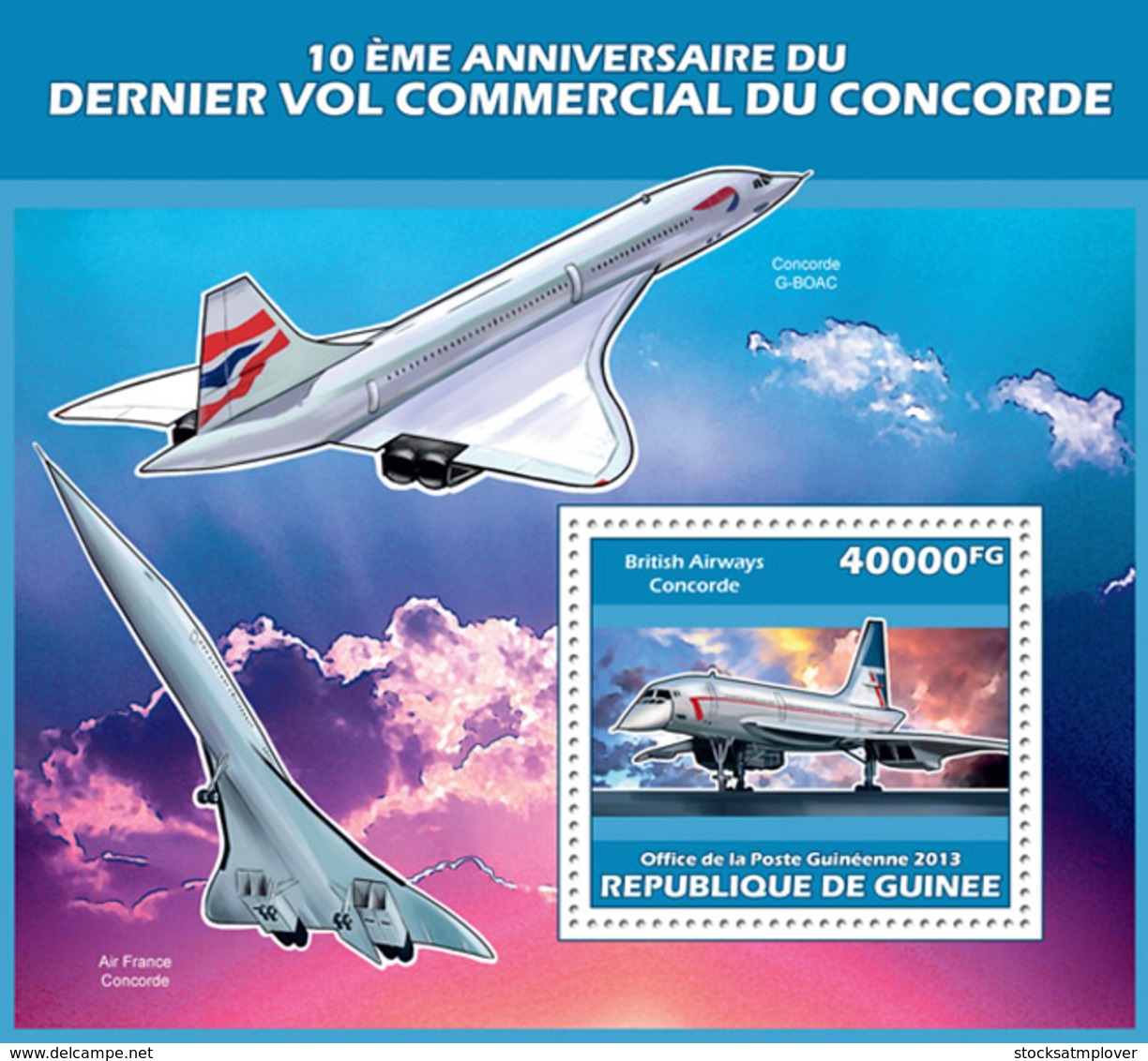 Guinea 2013   Concorde, (Air France, British Airways). - Guinée (1958-...)