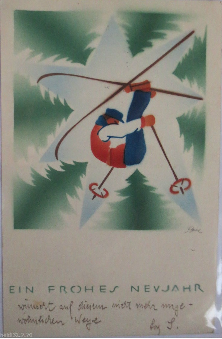 "Neujahr, Männer, Ski, Stern" 1937  ♥  - Neujahr