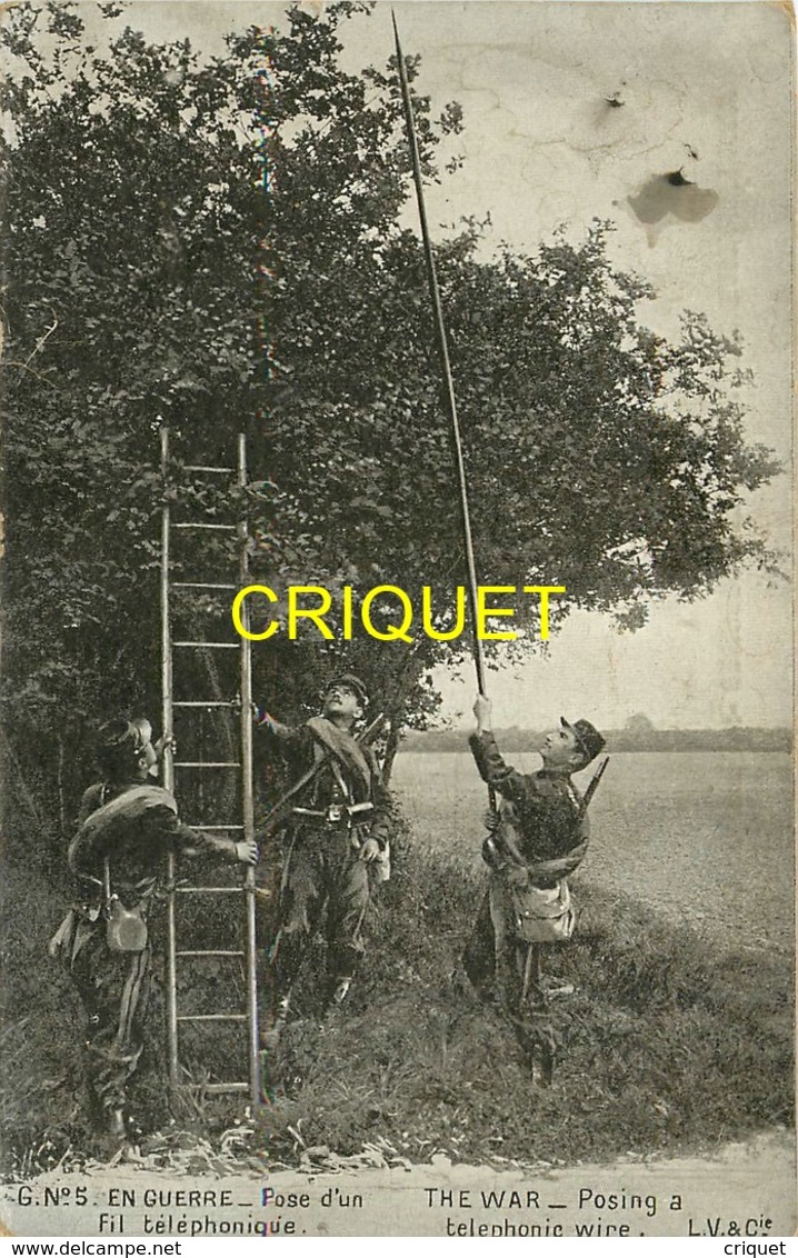 Guerre 14-18, Pose D'un Fil Téléphonique, Verso Publicité Magasin De Chaussures Aux Enfants Nantais - Guerre 1914-18