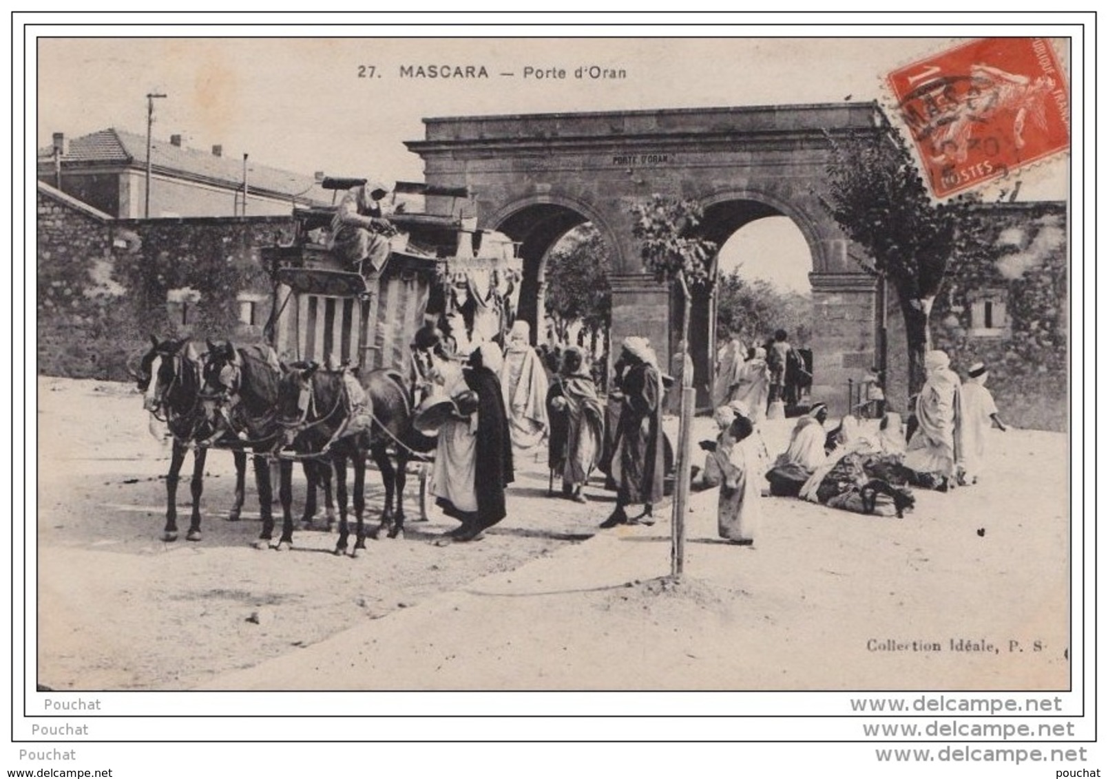 MASCARA (ALGÉRIE) PORTE D ORAN - TRANSPORT DILIGENCE - MARCHAND AMBULANT - Autres & Non Classés