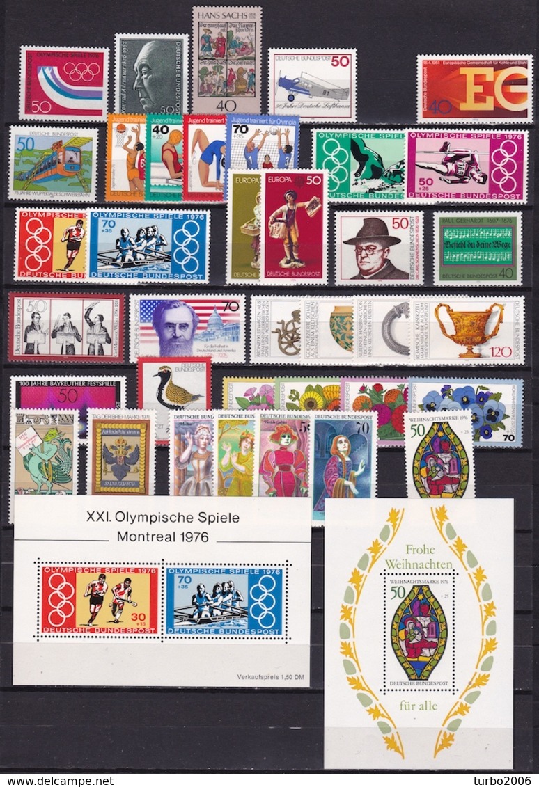 BRD 1976 (fast) Komplett (50 Pf 879 Fehlt) Alle Marken Falzlos Michel 875/878-880/912 - B 12  - B 13 - Unused Stamps