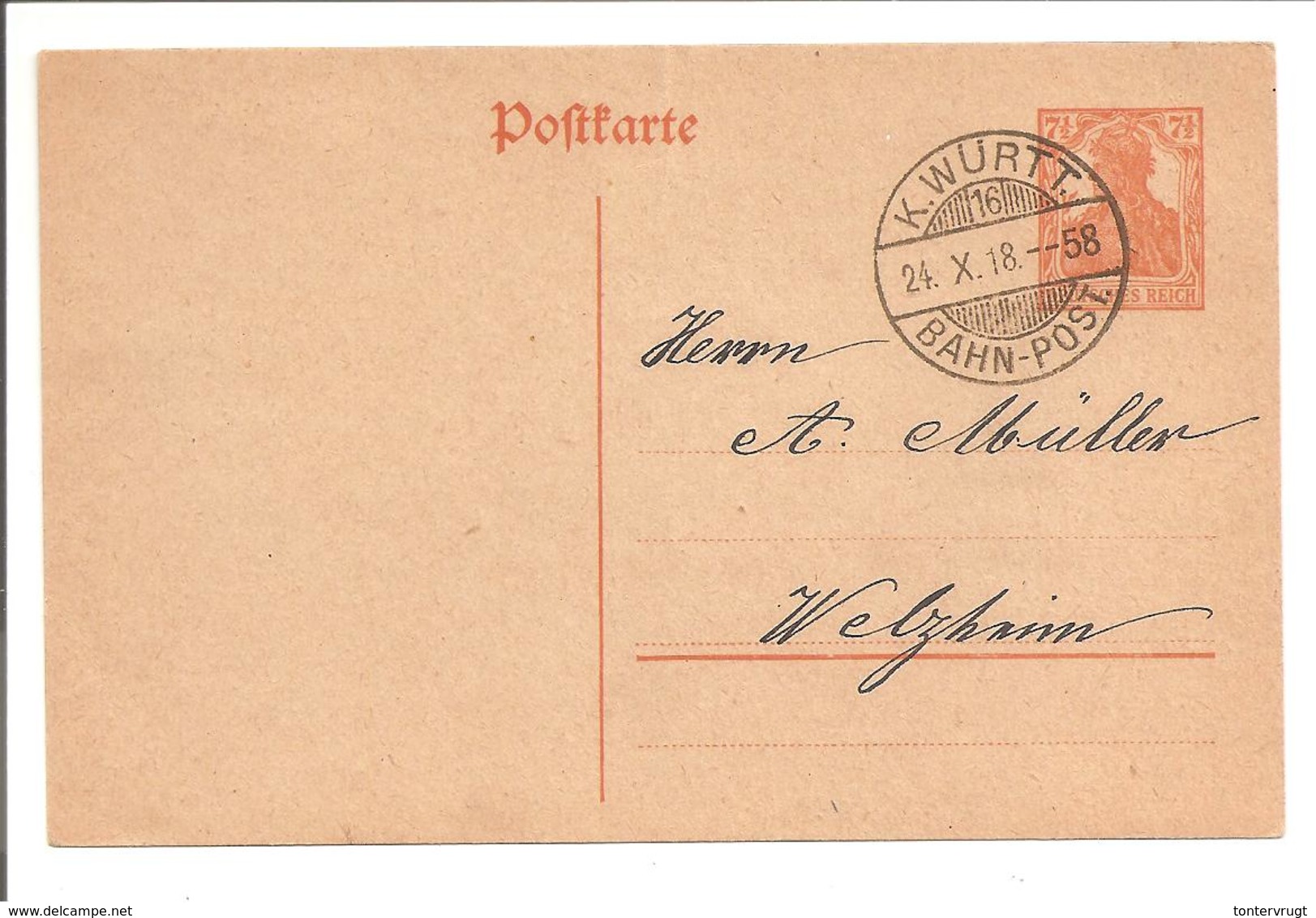 K.WÜRTT.BAHN-POST 16 Zug 58 Auf Germania LUXUS - Cartes Postales