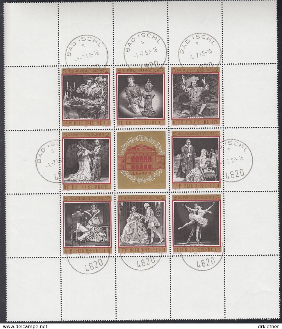 ÖSTERREICH 1294-1301, Kleinbogen, Gestempelt, 100 Jahre Wiener Staatsoper, 1969 - Blocs & Feuillets