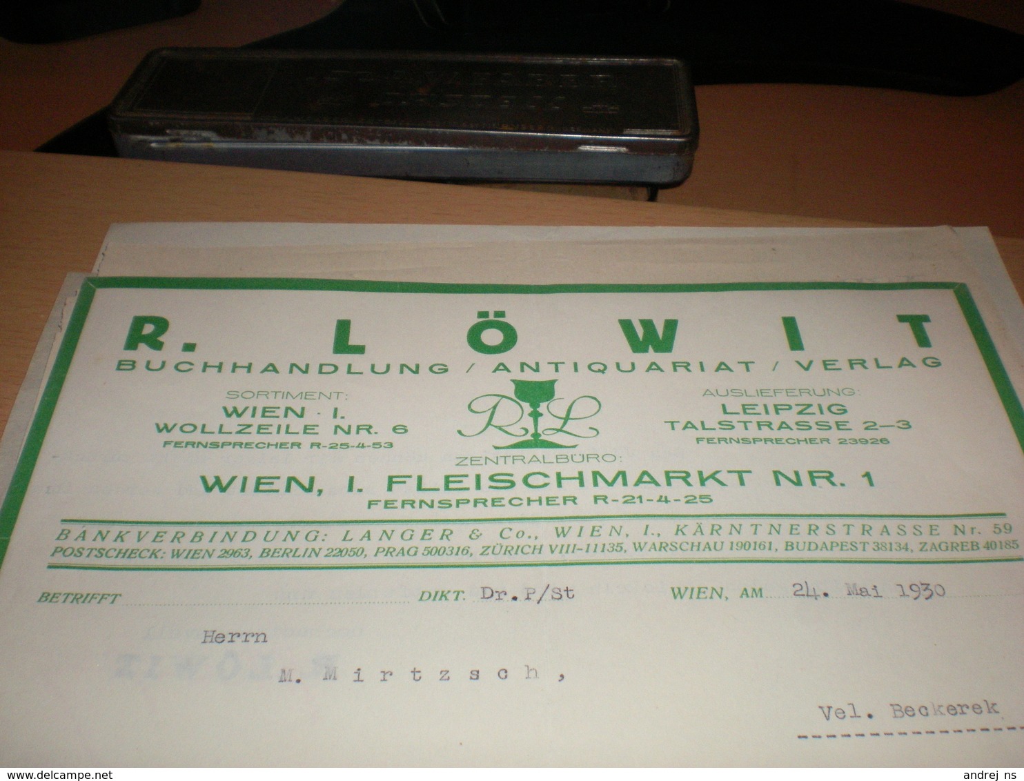 R Lowit Buchhamdlung Antiquariat Verlag Wien Leipzig 1930 - Österreich