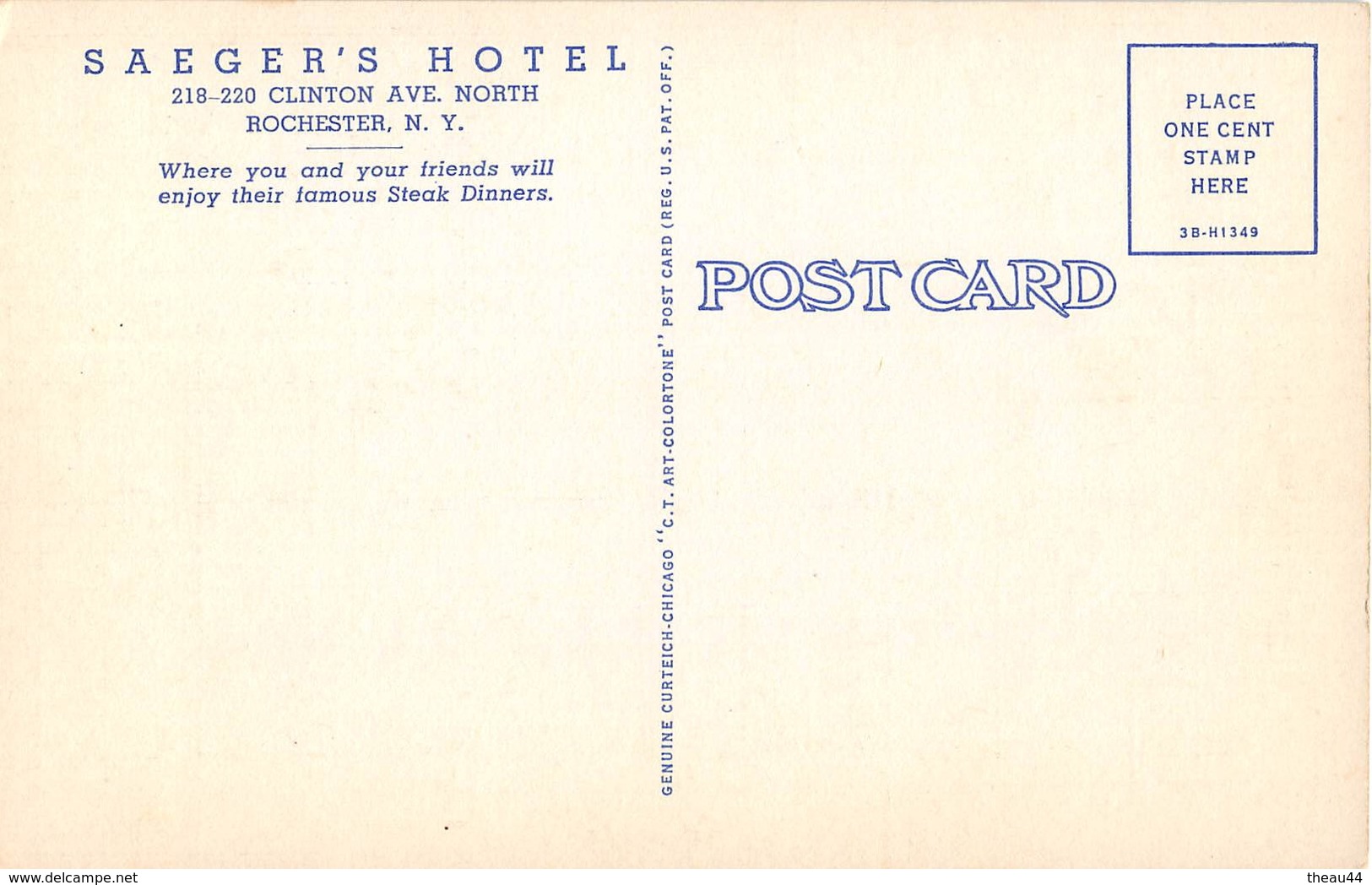 ¤¤  -  ETATS-UNIS  -  ROCHESTER   -  The " Saeger Hotel " 218 - 220 Clinton Avenue North  -  ¤¤ - Rochester