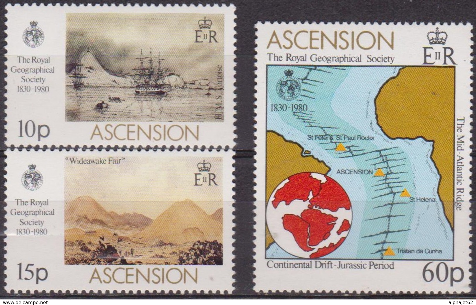 Royal Géographical Society - ASCENSION - Foire Aux Chapeaux - Dorsale De L'Atlantique Sud - N° 269-270-271 ** - 1980 - Ascension (Ile De L')