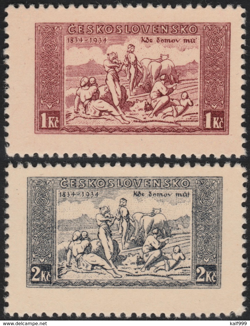 ~~~ Czechoslovakia 1934 - National Hymne - Mi. 330 X / 331 X (Thick Paper) (*) MNGAI -  CV  62 Euro ~~~ - Ongebruikt