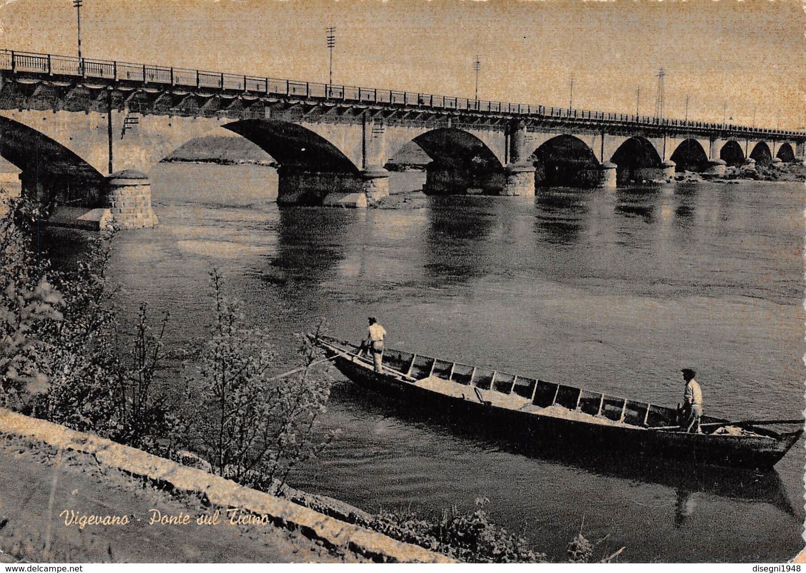 M07880 "VIGEVANO-PONTE SUL TICINO"ANIMATA  CART ORIG.NON SPED. - Vigevano