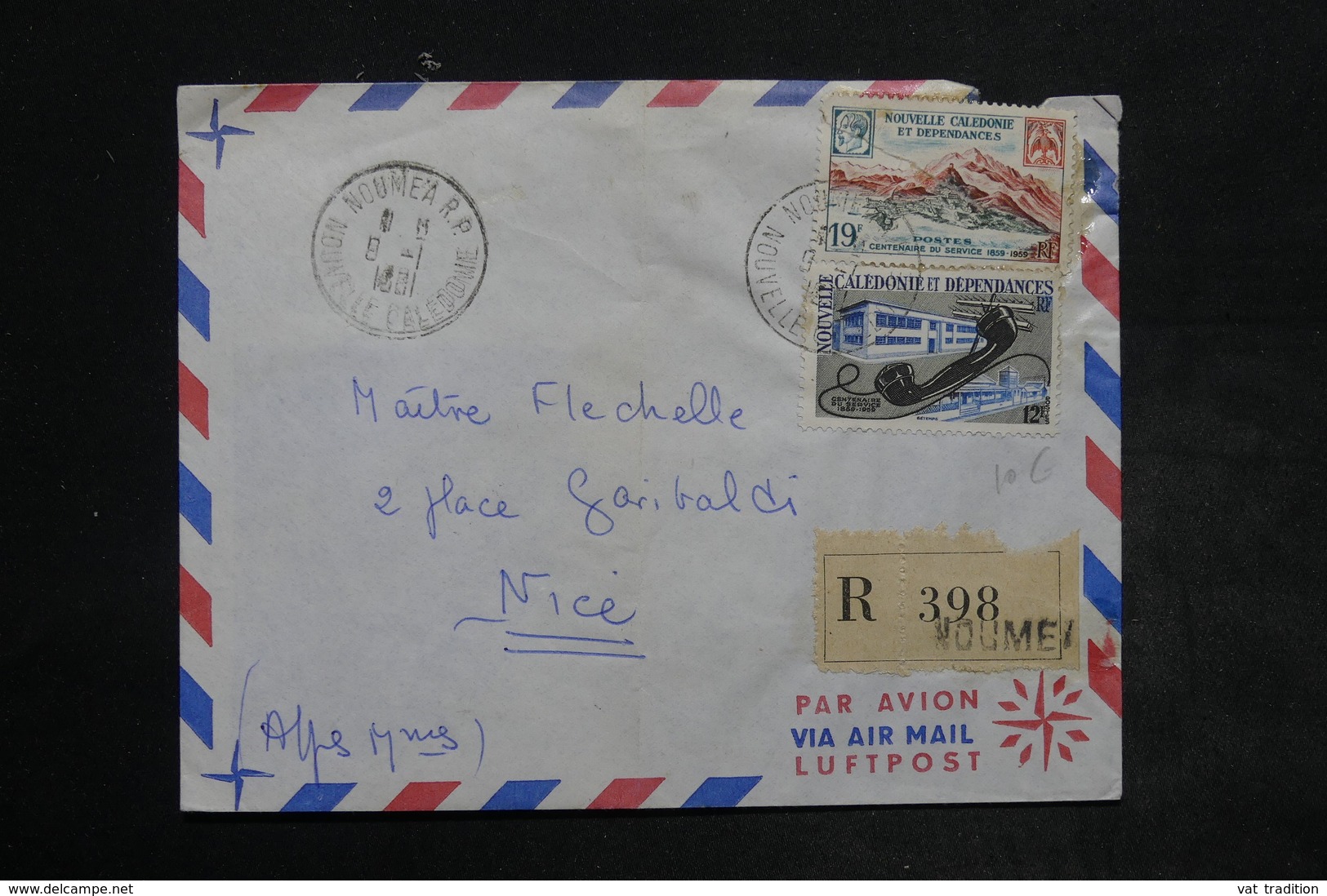 NOUVELLE CALÉDONIE - Enveloppe En Recommandé De Nouméa Pour Nice En 1961 , Affranchissement Plaisant - L 26428 - Storia Postale