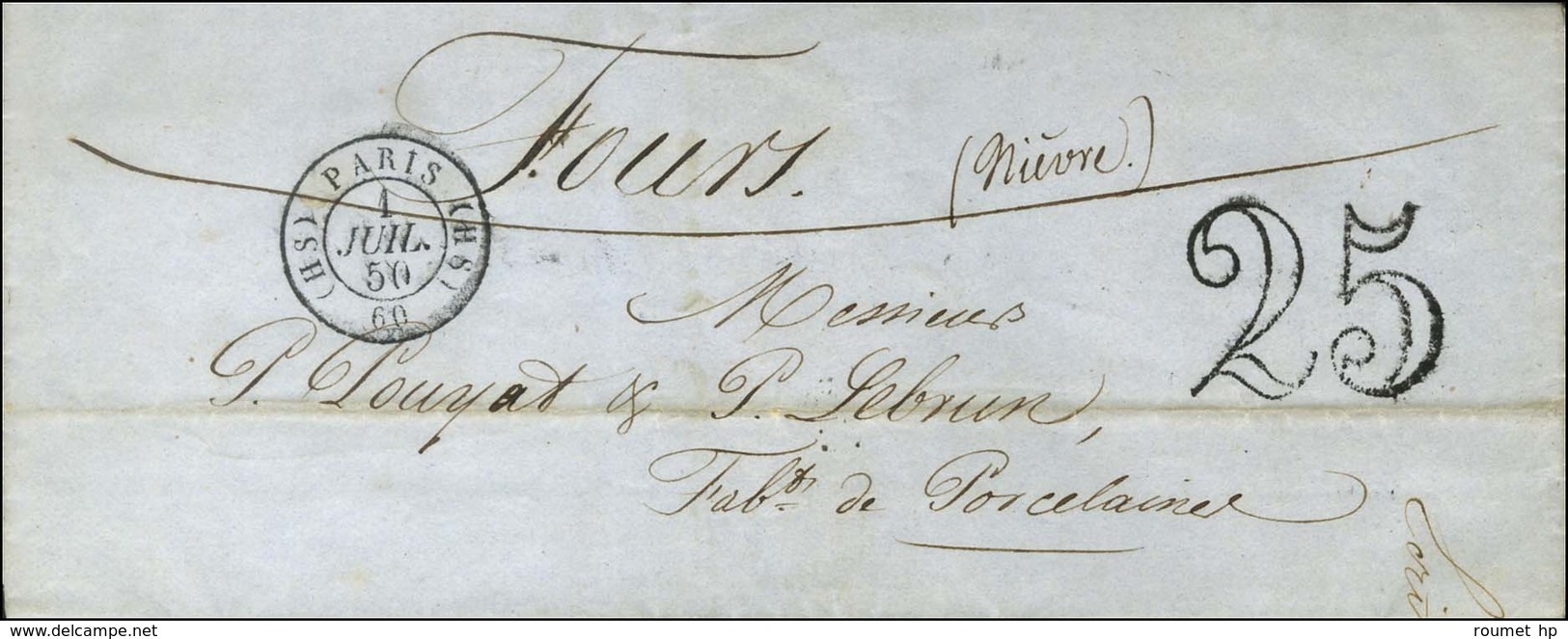 Càd (HS) PARIS (HS) 60 1 JUIL. 50 Taxe 25 DT 1er Jour Du Changement De Tarif Et De La Taxe 25. - SUP. - R. - 1849-1850 Cérès