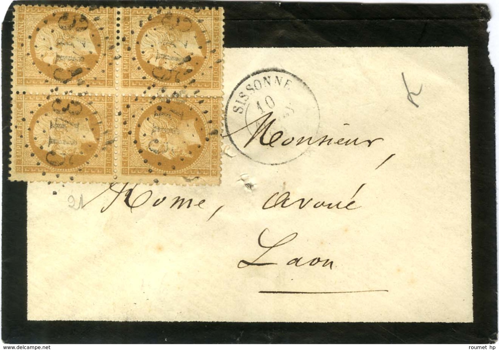 GC 3415 / N° 21 Bloc De 4 (1 Ex Infime Déchirure) Càd T 15 SISSONNE (2). 1864. - TB. - 1862 Napoléon III