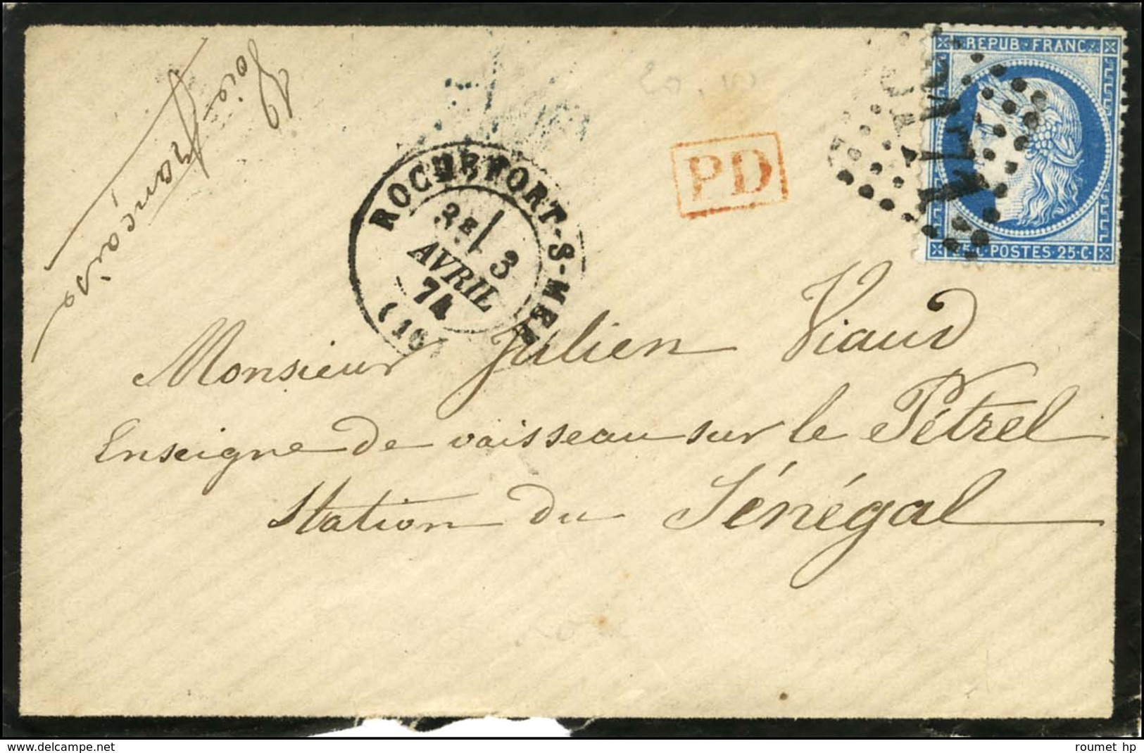 GC 3171 / N° 60 Càd T 17 ROCHEFORT-S-MER (16) Sur Lettre Adressée à Julien Viaud (Pierre Loti) '' Enseigne De Vaisseau S - 1871-1875 Ceres