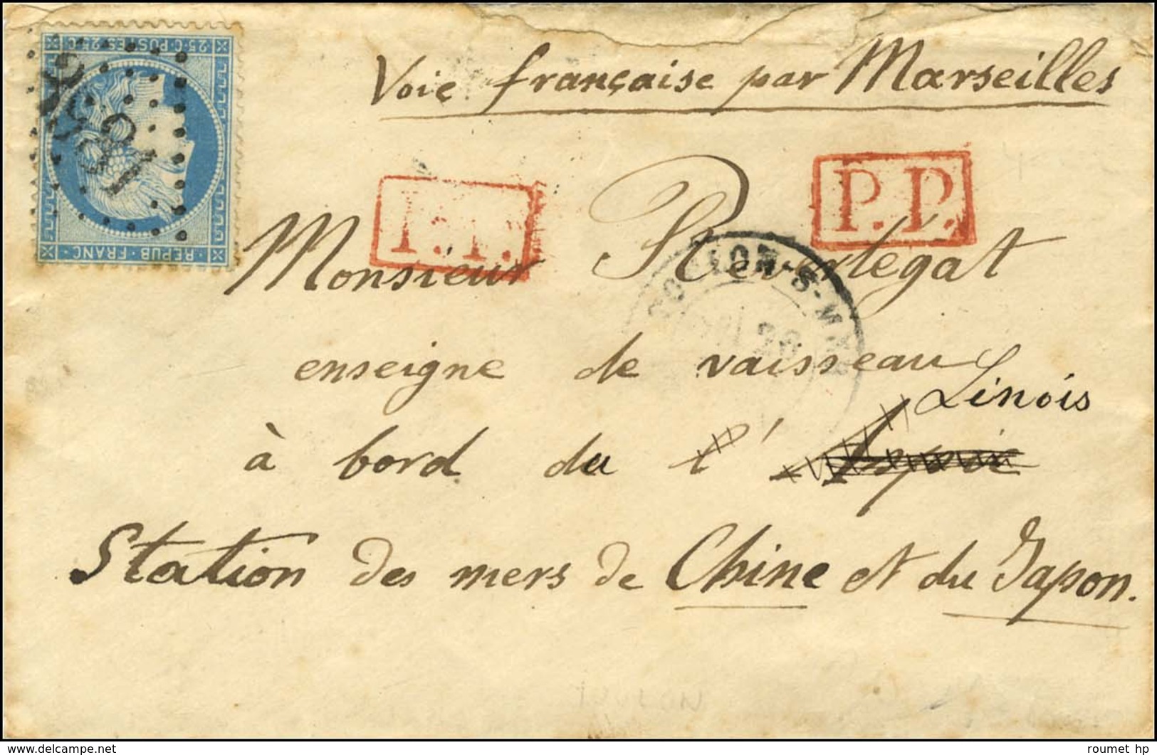 GC 3981 / N° 60 Càd TOULON SUR MER (78) Sur Lettre Adressée Au Tarif De Militaire à Bord Du Vaisseau Linois '' Station D - 1871-1875 Cérès