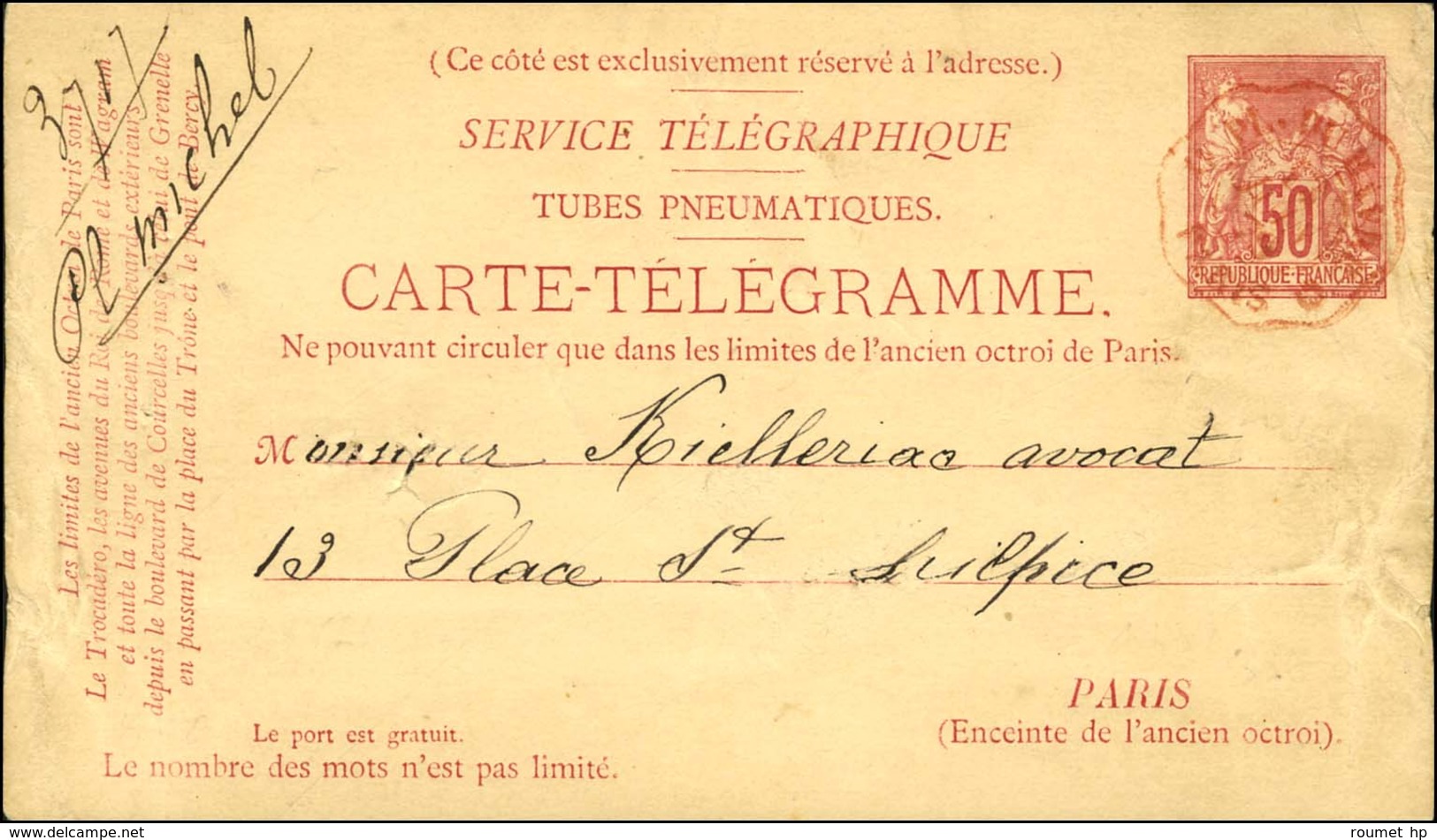 Lot De 2 Cartes Télégrammes Affranchies à 50 Et 75c. - TB / SUP. - 1876-1878 Sage (Type I)