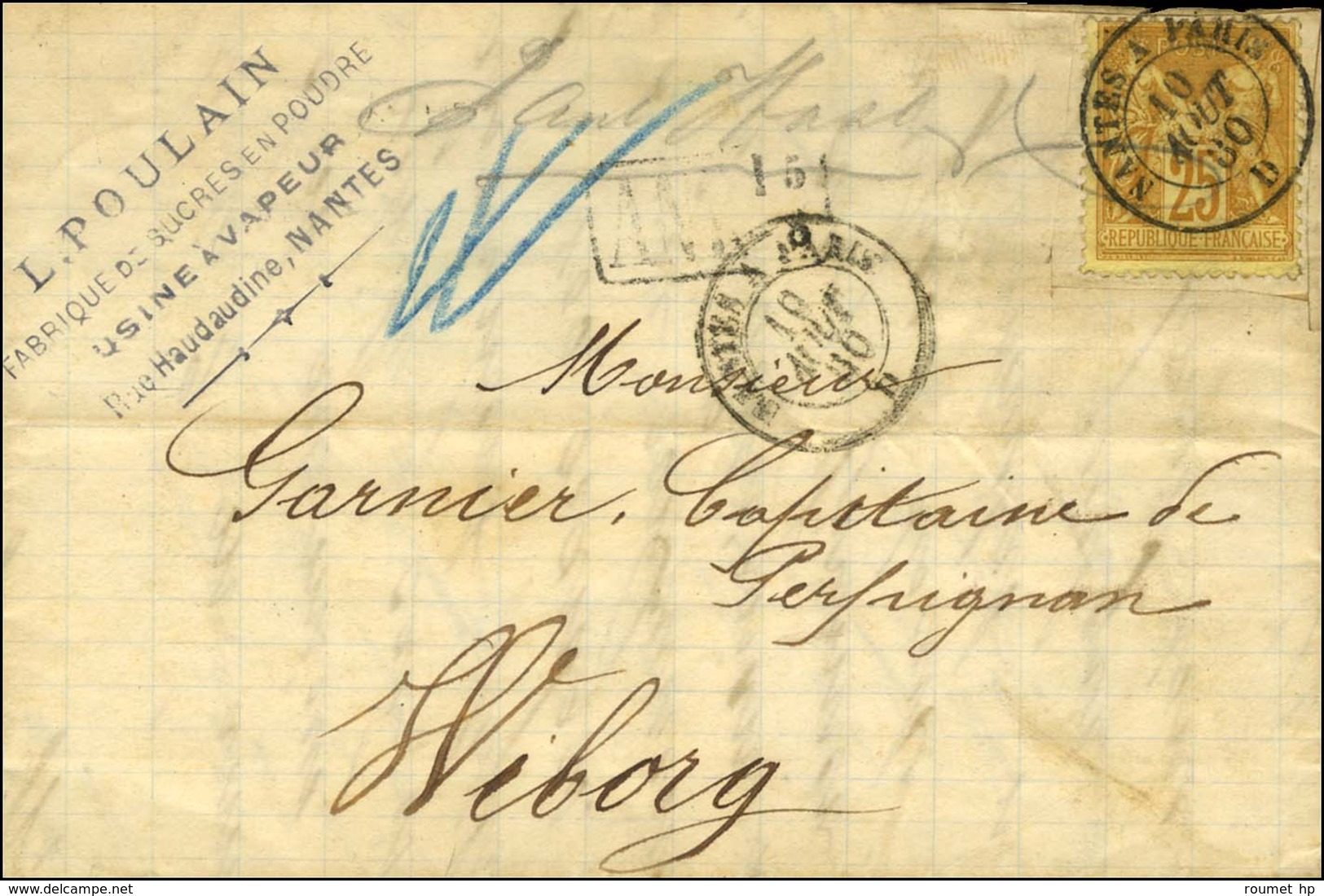 Càd NANTES A PARIS / N° 92 Sur Lettre Pour Wiborg (Finlande). 1880. - TB / SUP. - 1876-1878 Sage (Type I)