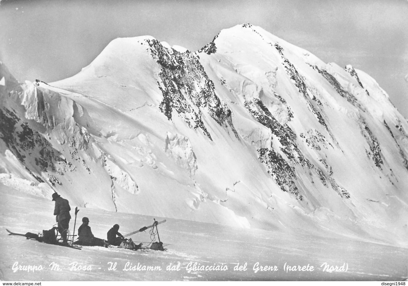 M07884"GRUPPO MONTE ROSA-IL LISKAMM DA GHIACCIAO DEL GRENZ(PARETE NORD)"ANIMATA TIMBRO CHALET LAURA  CART ORIG. SPED.'63 - Altri & Non Classificati