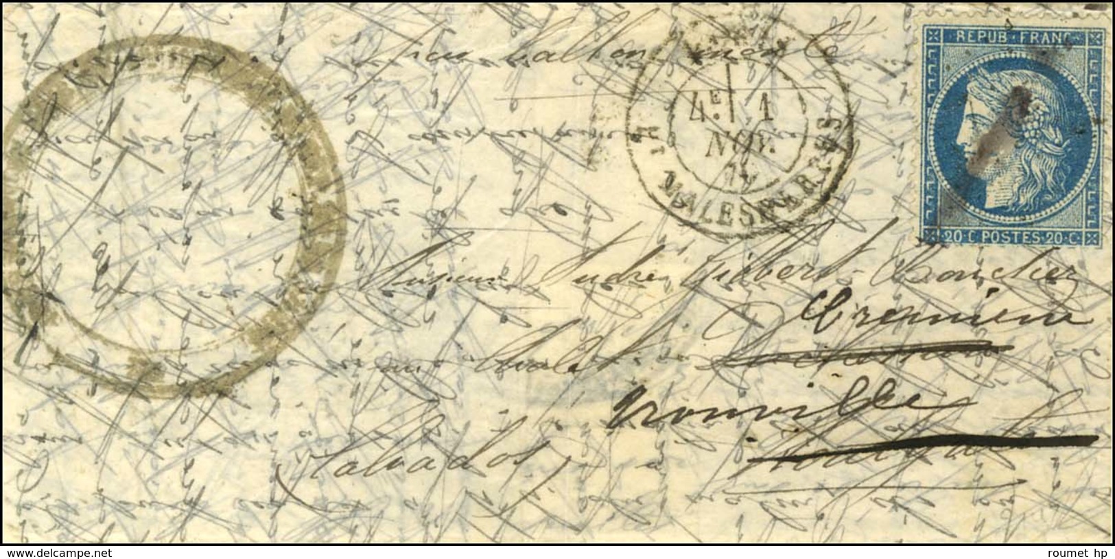 Etoile 37 / N° 37 Càd PARIS / BT MALESHERBES 1 NOV. 70 Sur Lettre Pour Dives Réexpédiée à Trouville, Au Verso Càd D'arri - War 1870