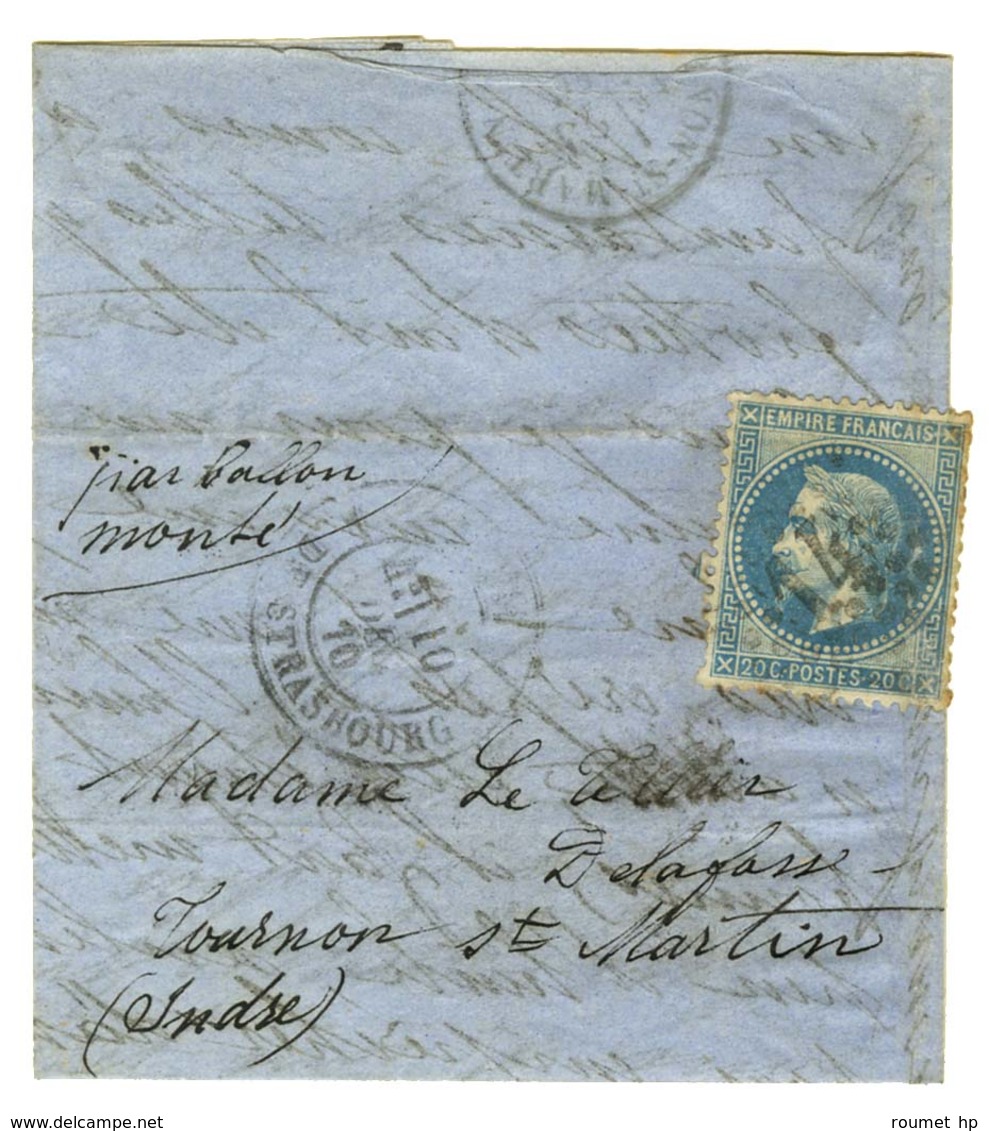 Etoile 14 / N° 29 Càd PARIS / R. DE STRASBOURG 10 DEC. 70 Sur Lettre Adressée à Tournon St Martin. Au Verso, Càd D'arriv - Guerre De 1870