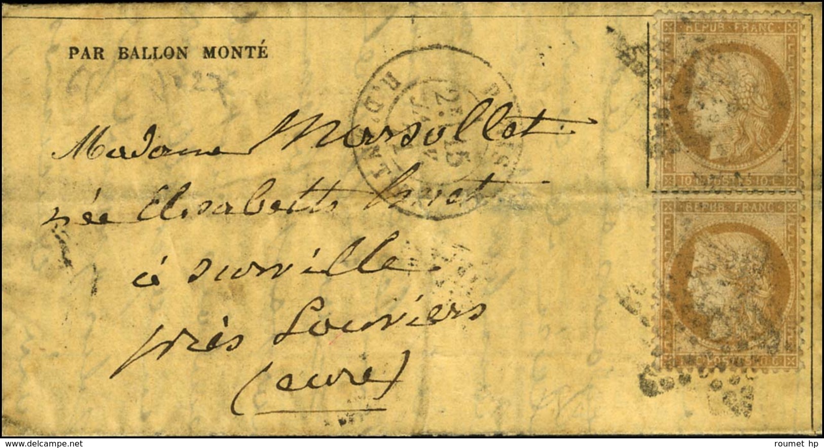 Etoile 8 / N° 36 (2) Càd PARIS / R. D'ANTIN 15 JANV. 71 Sur Gazette Des Absents N° 27 Pour Louviers. Au Verso, Càd Tardi - War 1870
