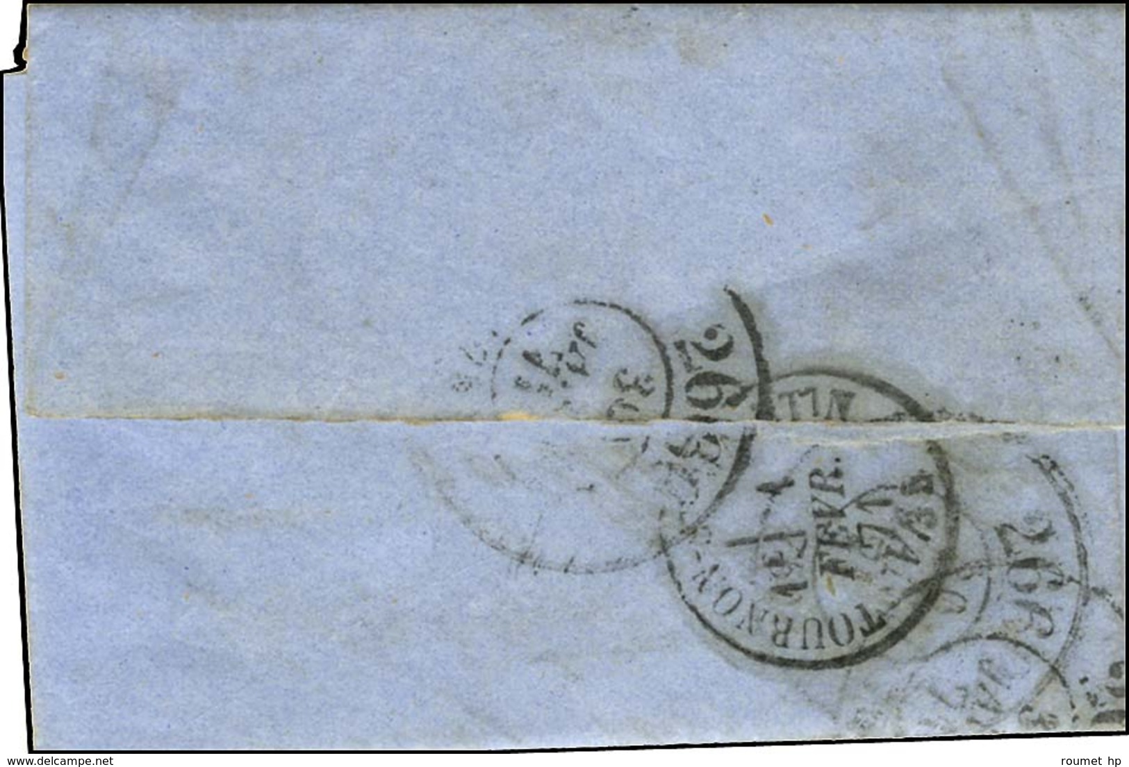 Etoile 14 / N° 37 Càd PARIS / R. DE STRASBOURG 20 JANV. 71 Sur Lettre Pour Tournon St Martin. Au Verso, Très Rare Bureau - Oorlog 1870