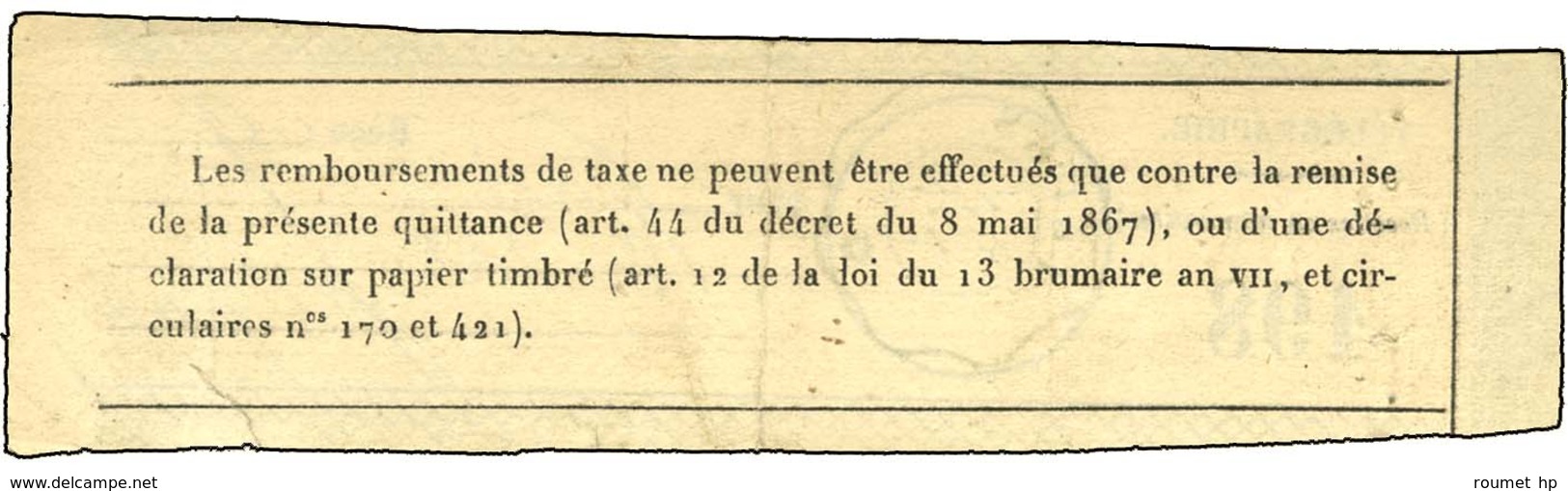 Quittance D'une Dépêche Télégraphique Adressée à Paris Par Pigeon Avec Càd Télégraphique Bleu De Tours Daté Du 8 Novembr - War 1870