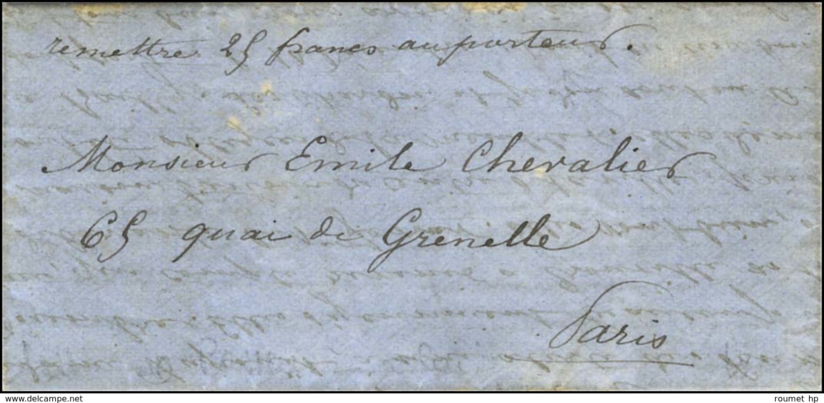 Lettre Avec Texte Daté De Trouville Le 15 Janvier 1871 Pour Paris Acheminée Par Passeur. Au Recto, Mention Manuscrite '' - War 1870