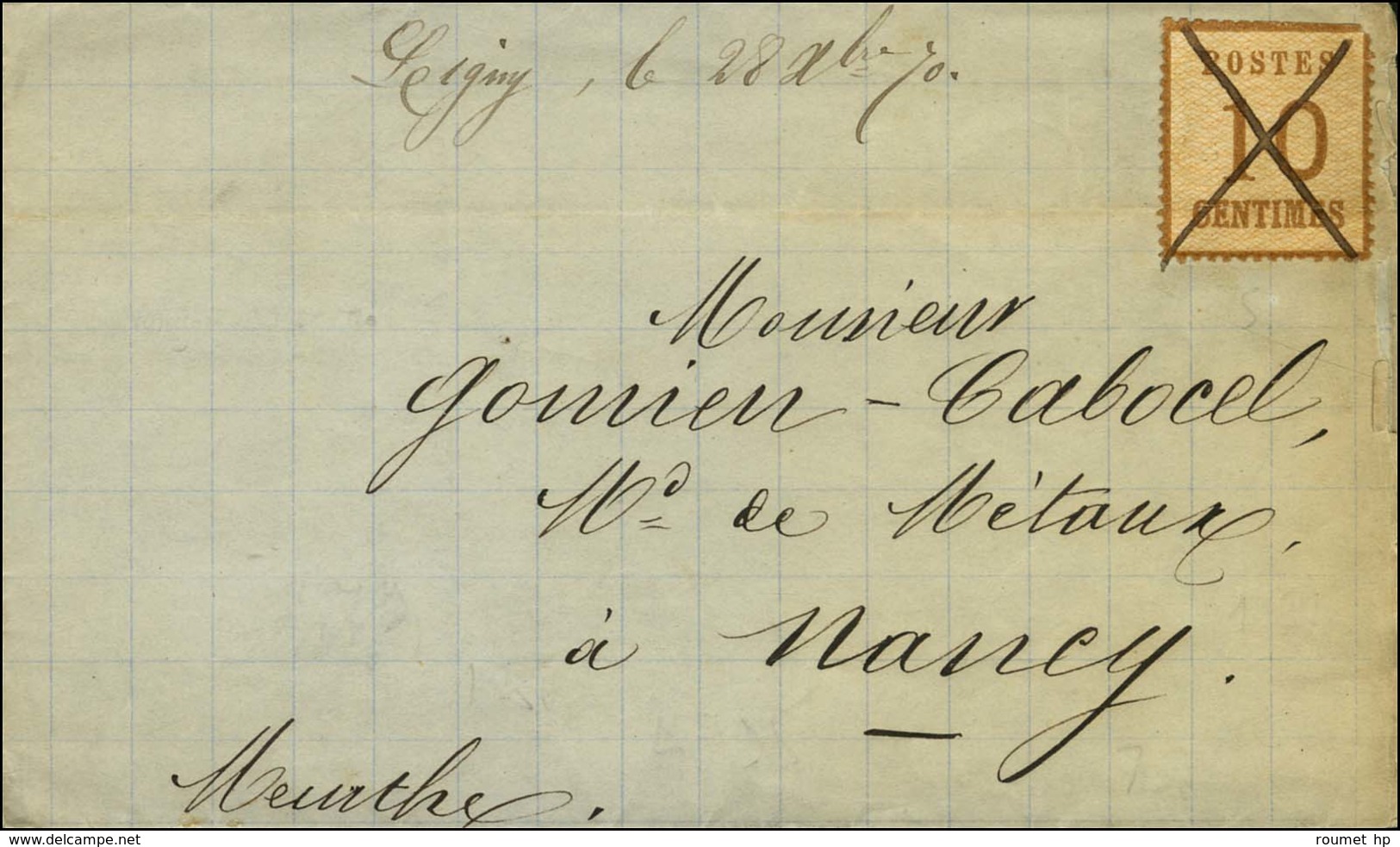 Plume / Alsace N° 5 (infime Def), Mention Manuscrite '' Ligny Le 28 Décembre 70 '' Sur Lettre Avec Texte Daté De Dammari - Covers & Documents