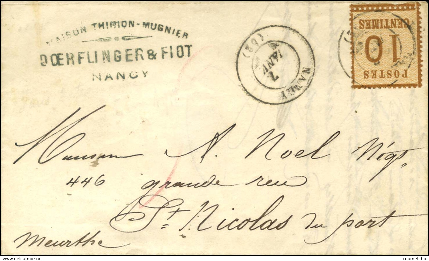 Càd T 17 NANCY (52) 7 JANV. (71) / Alsace N° 5 Sur Lettre Pour St Nicolas. Au Recto, Taxe Locale 5 Au Crayon Rouge. - TB - Lettres & Documents