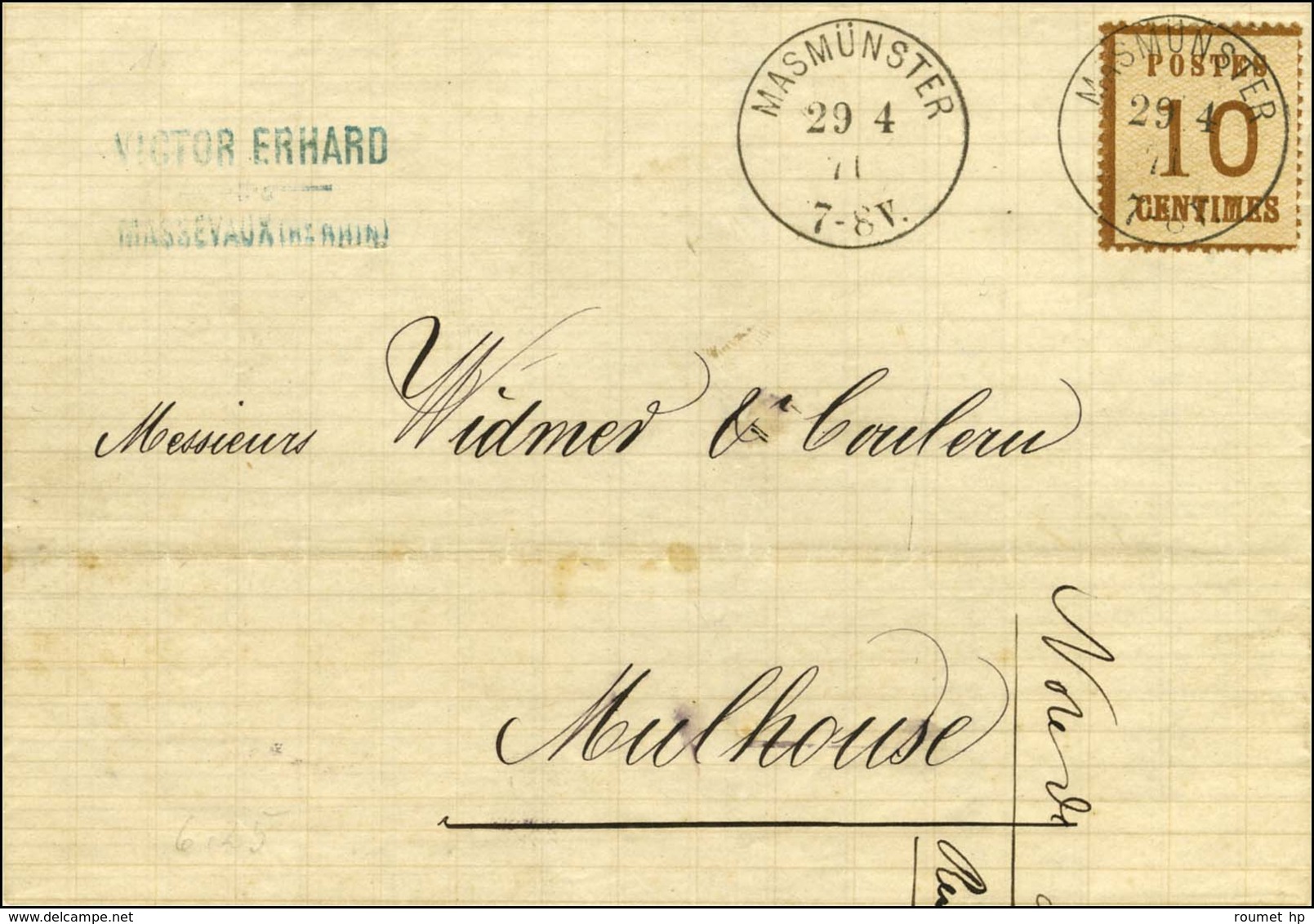 Càd MASMUNSTER / Alsace N° 5 Sur Lettre Pour Mulhouse. 1871. - SUP. - Brieven En Documenten