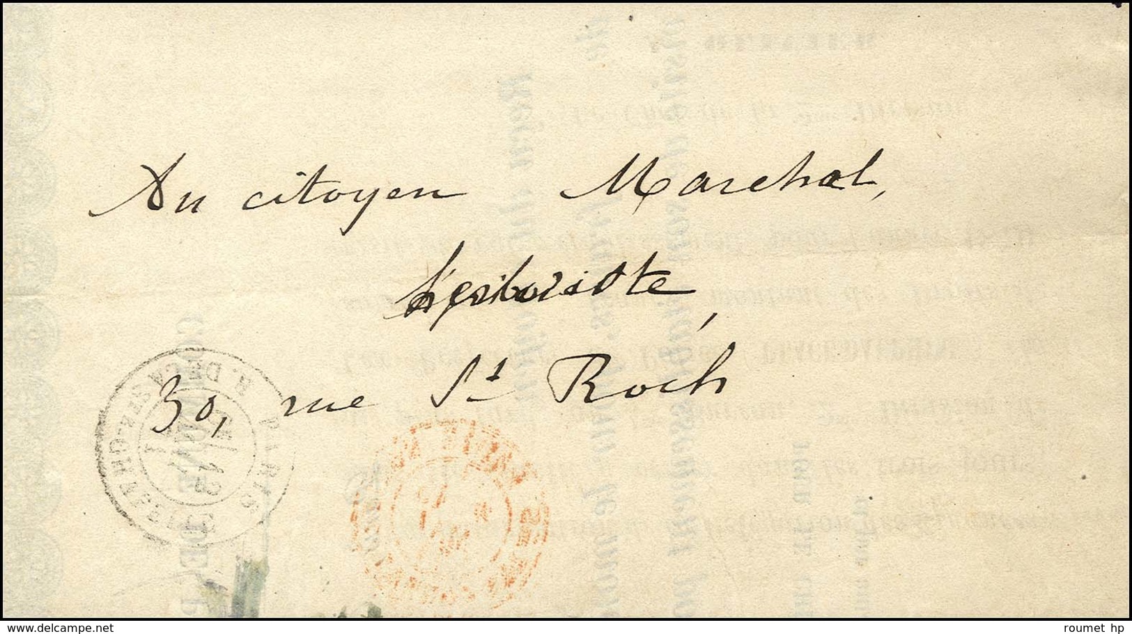 Càd PARIS / R. DE LA STE CHAPELLE 12 MAI 1871 Sur Lettre En Franchise Administrative (cachet Au Verso) Pour Paris. - TB. - War 1870