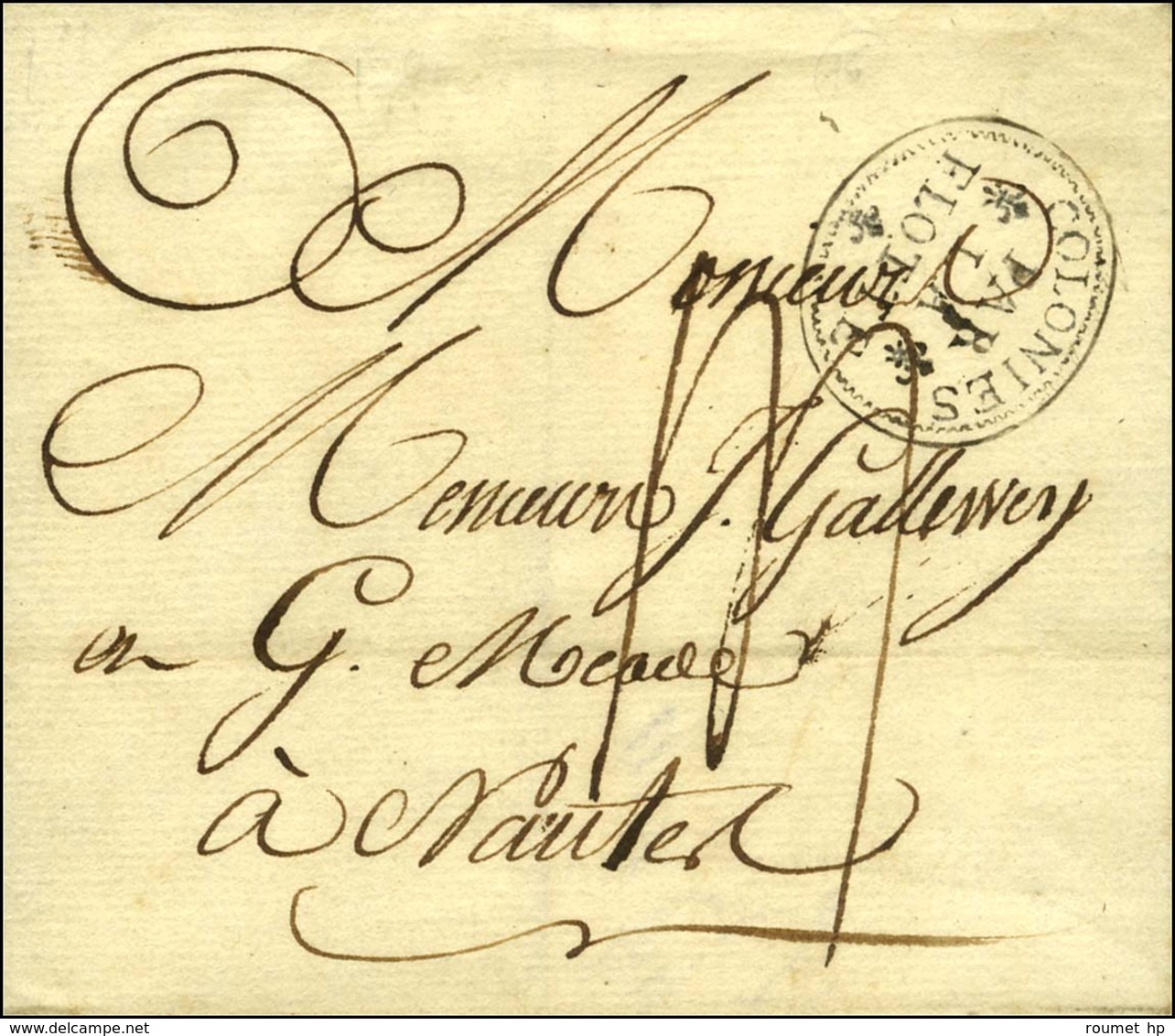 Lettre Daté Des Cayes (St Domingue) Acheminée Jusqu'à La Flotte Pour Nantes. MP D'entrée Ornée Fleur De Lys COLONIES / P - Maritieme Post