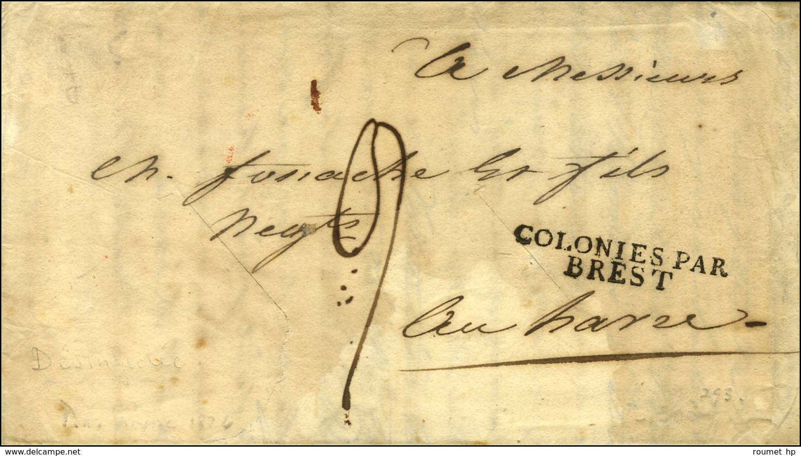 Lettre Avec Texte Daté De Fort Royal Pour Le Havre Le 29 Janvier 1826. Marque Postale D'entrée COLONIES PAR / BREST Et E - Maritime Post