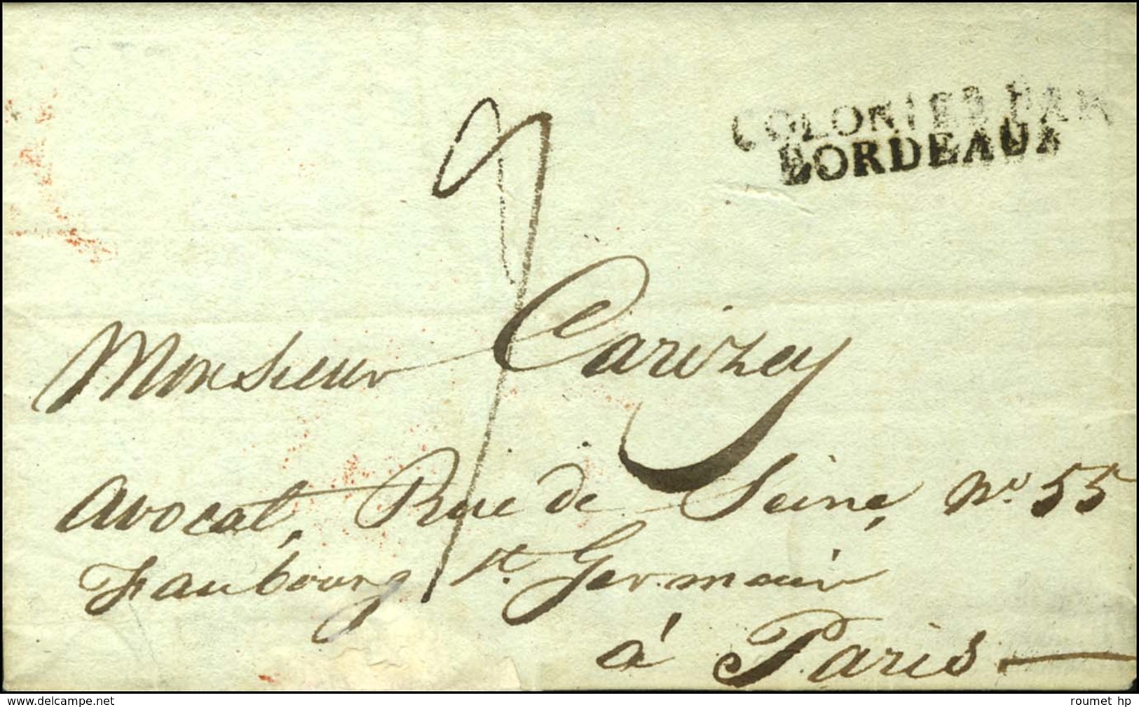 Lettre Avec Texte Daté De St Thomas Le 22 Janvier 1820 Pour Paris, MP D'entrée COLONIES PAR / BORDEAUX. - TB. - Poste Maritime