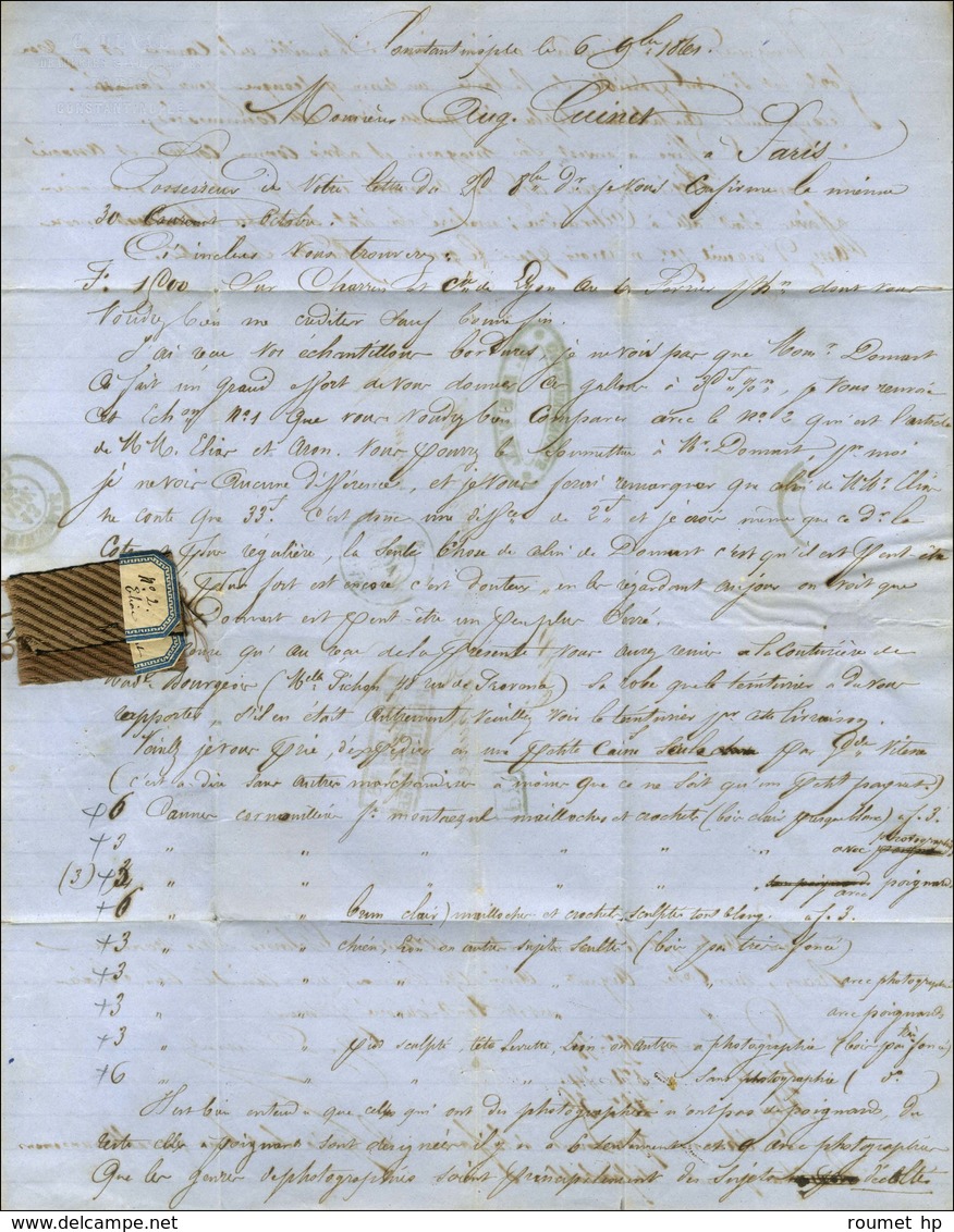 Ancre / N° 12 (paire, Def) + N° 16 Càd PHASE / * 6 NOV. 61 Sur Lettre De Constantinople Pour Paris Contenant Des échanti - Maritieme Post