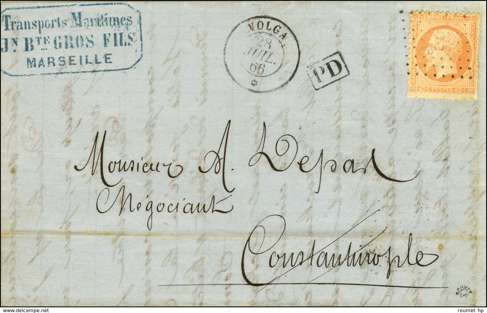 Ancre / N° 23 Càd VOLGA / * Sur Lettre De Marseille Pour Constantinople. 1866. - SUP. - R. - Maritime Post