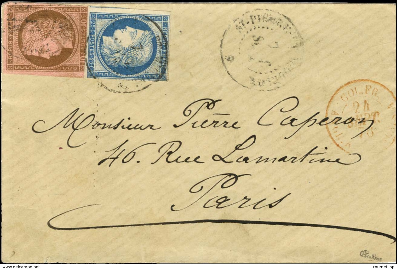 Càd ST PIERRE ET MIQUELON / * / Col. Gen. N° 18 + 23 Sur Lettre Pour Paris. Au Recto, Càd D'entrée Rouge COL. FR / ANGL. - Maritieme Post