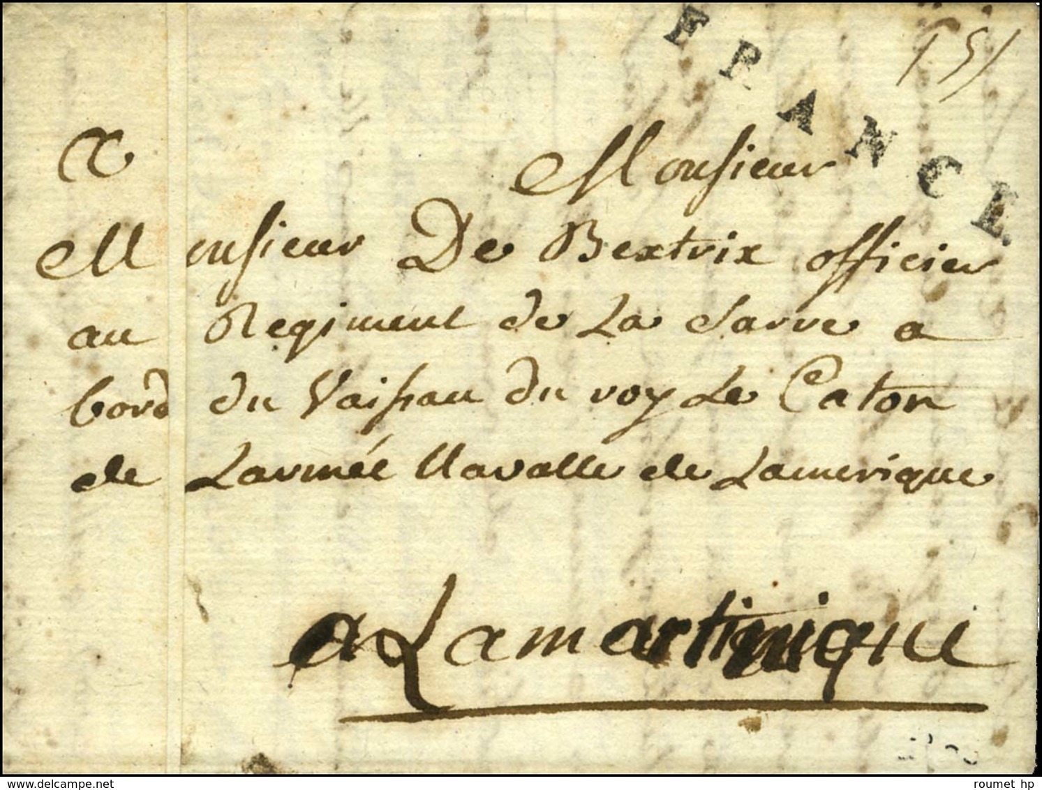 Lettre Avec Texte Daté De La Rochelle Le 23 Août 1786 Adressée à Un Officier à Bord Du Vaisseau Du Roy Le Caton à La Mar - Maritime Post