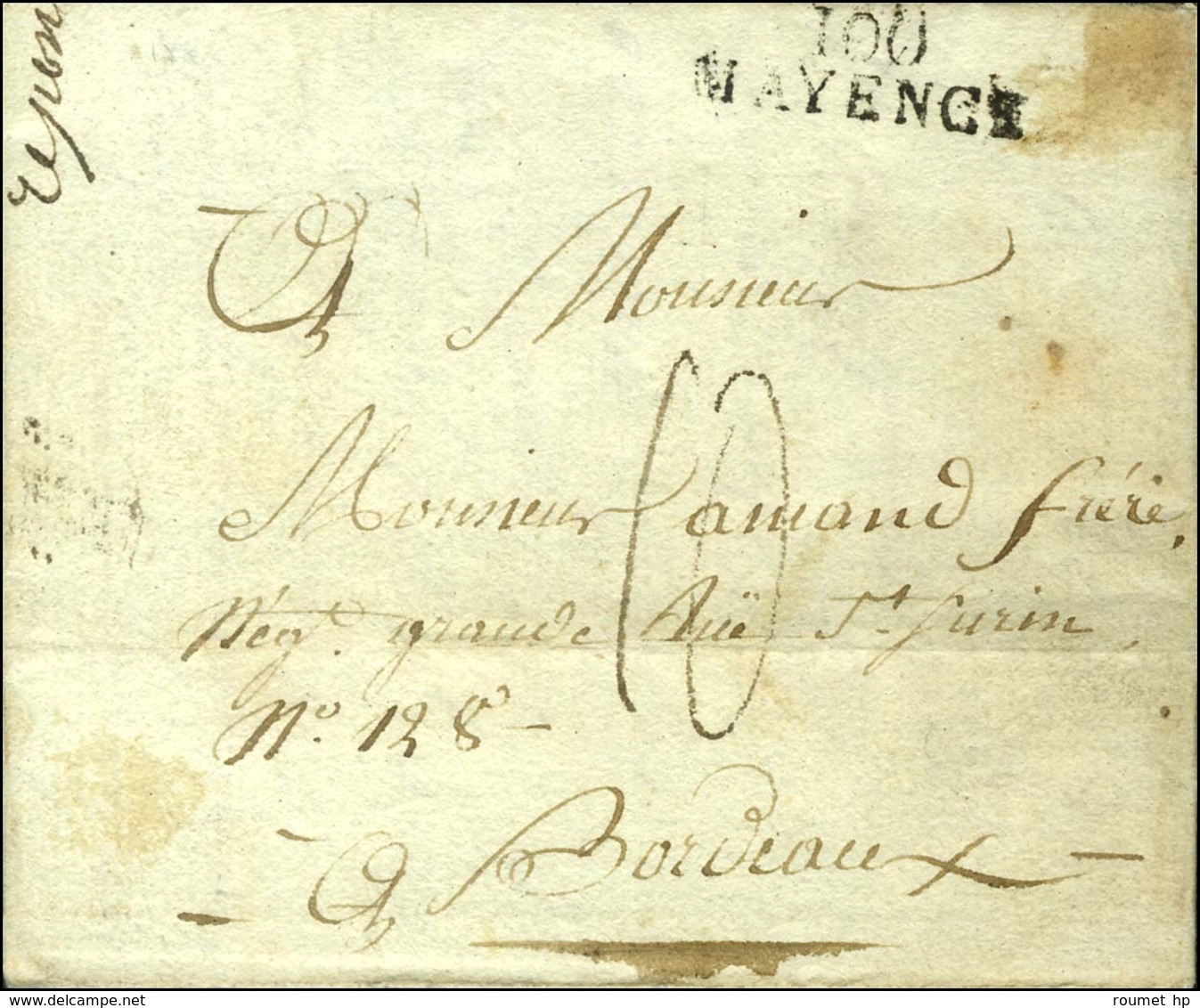 Lettre Avec Texte Daté De St Pierre De La Martinique Le 1er Mai 1806 Pour Bordeaux. Au Recto, Exceptionnelle Marque D'en - Poste Maritime