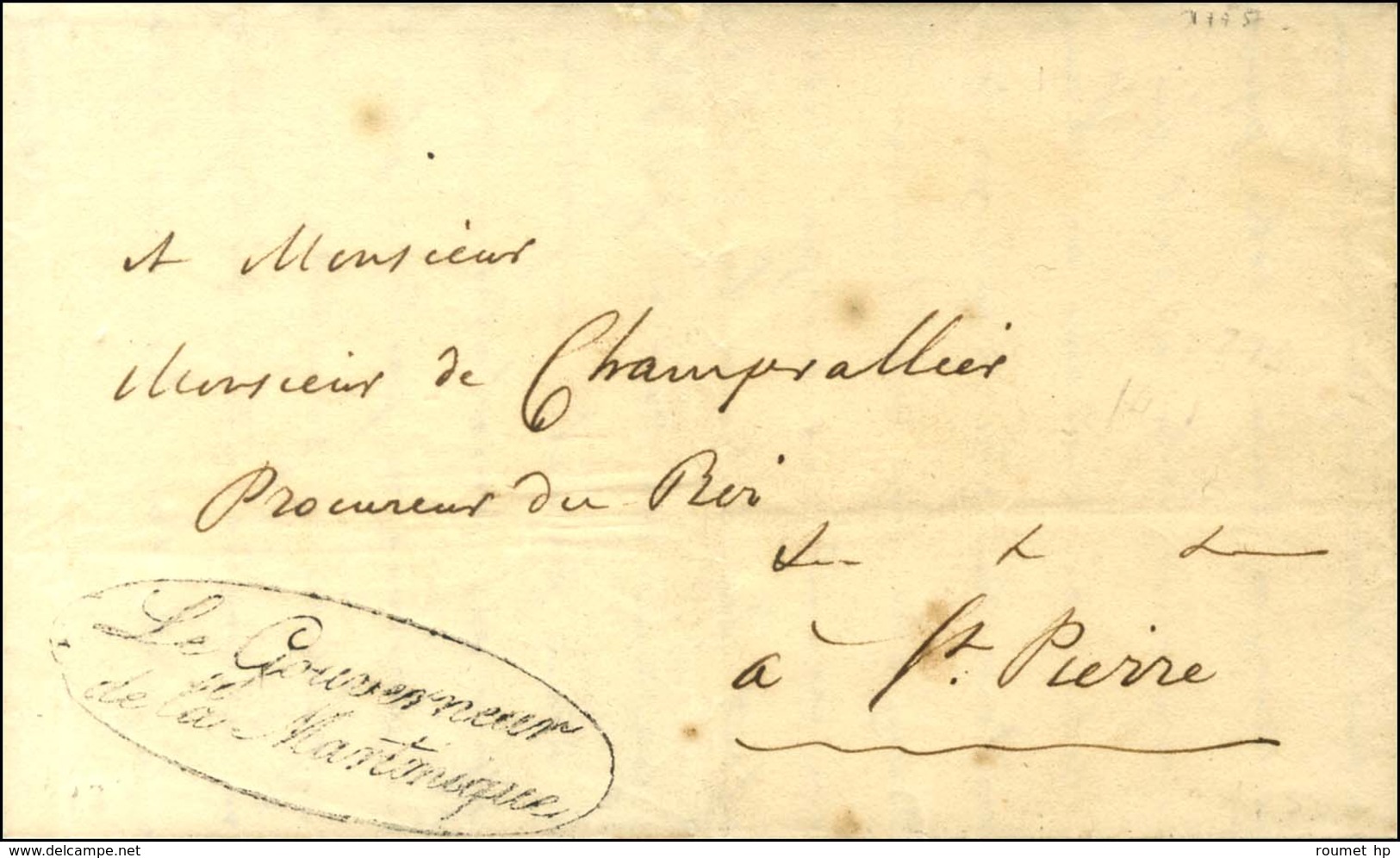 Lettre Avec Texte Daté De Fort Royal Le 22 Janvier 1828 Adressée En Franchise à St Pierre. Au Recto, Franchise LE GOUVER - Maritime Post