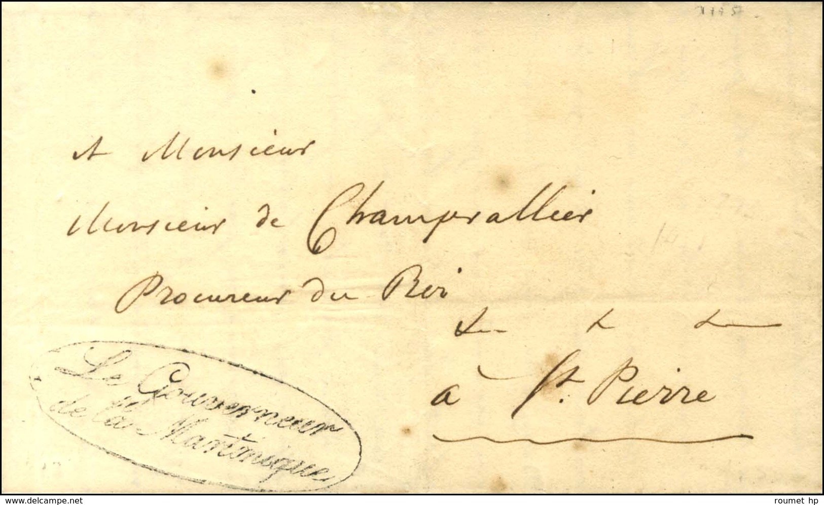 Lettre Avec Texte Daté De Fort Royal Le 22 Janvier 1828 Adressée En Franchise à St Pierre. Au Recto, Franchise LE GOUVER - Maritieme Post