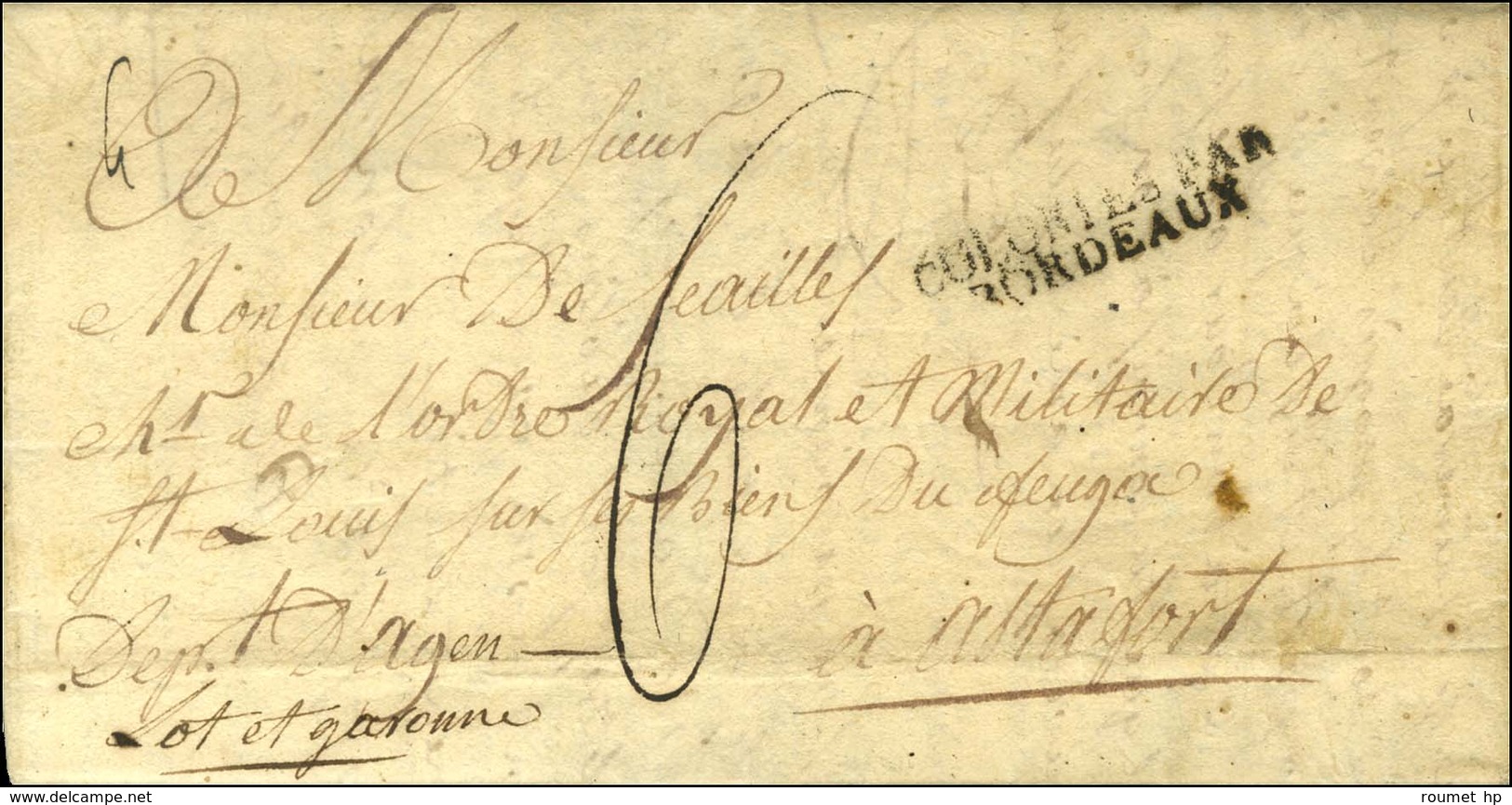 Lettre Avec Très Bon Texte Daté Du Lamentin Le 13 Juin 1823 Pour Estafort. Au Recto, Marque Postale D'entrée COLONIES PA - Poste Maritime