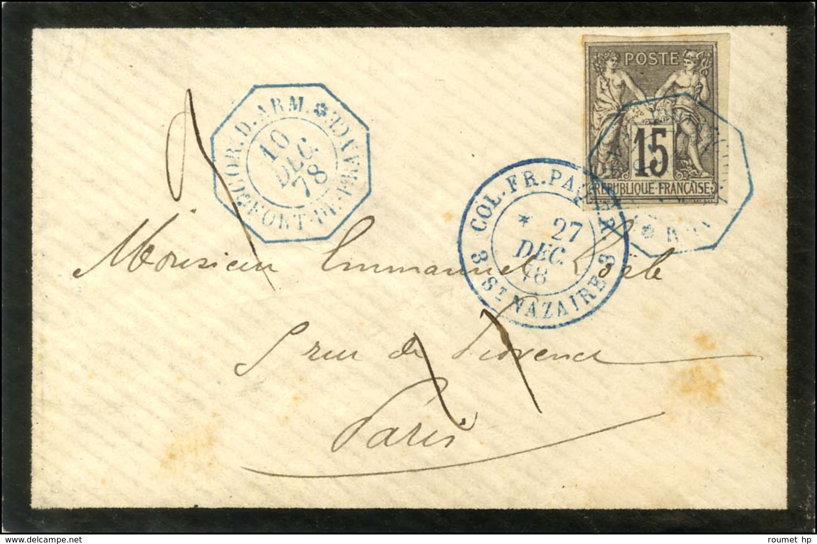 Càd Octo Bleu COR.D.ARM. / FORT-DE-FRANCE 10 DEC. 78 / Col. Gen. N° 33 Sur Lettre Au Tarif De La Correspondance D'armée  - Maritime Post